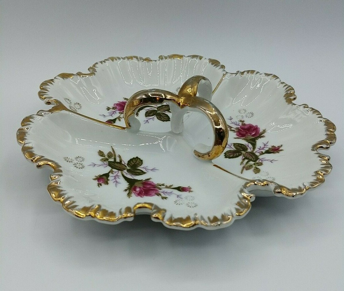 Vintage Three Section Tri-Handle Dish Not Marked   8