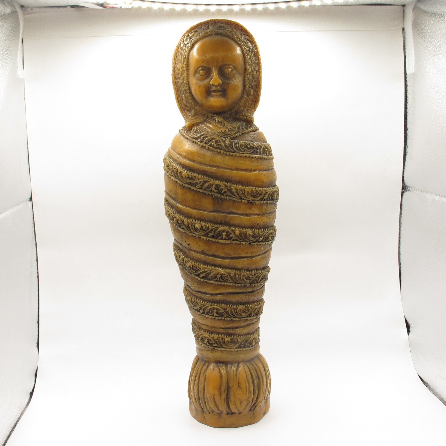 Antique Fatschenkind Wax Figure German Devotional Infant c1900 Large Votive