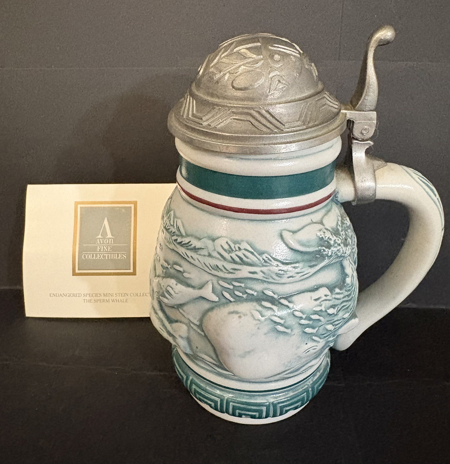 Avon 1992 ENDANGERED SPECIES Sperm Whale Mini Stein Hand Crafted Brazil
