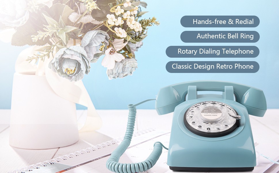 Rotary Phone, Vintage Phone, Retro Phones For Landline, Corded Old Telephone Wit
