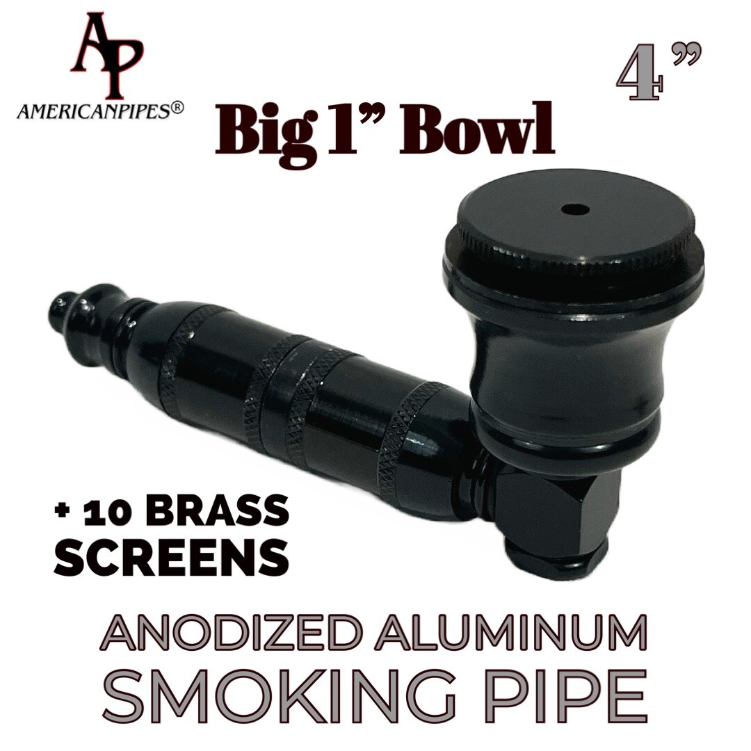 American Pipes®️ 4” anodized aluminum metal smoking pipe DBL Chamber & 1” Bowl