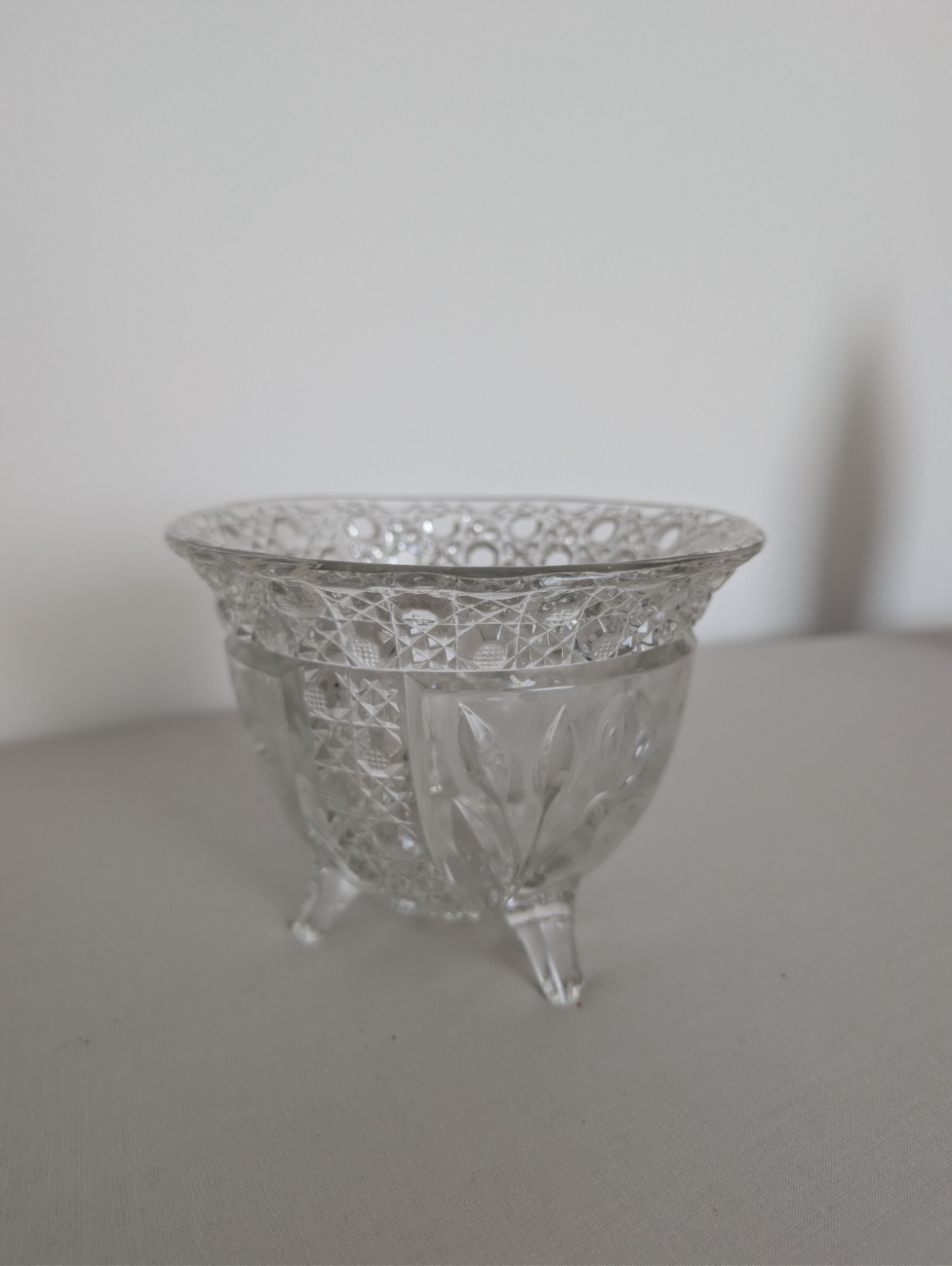 Antique Glass Bowl Bowl Centerpiece Etched Crystal