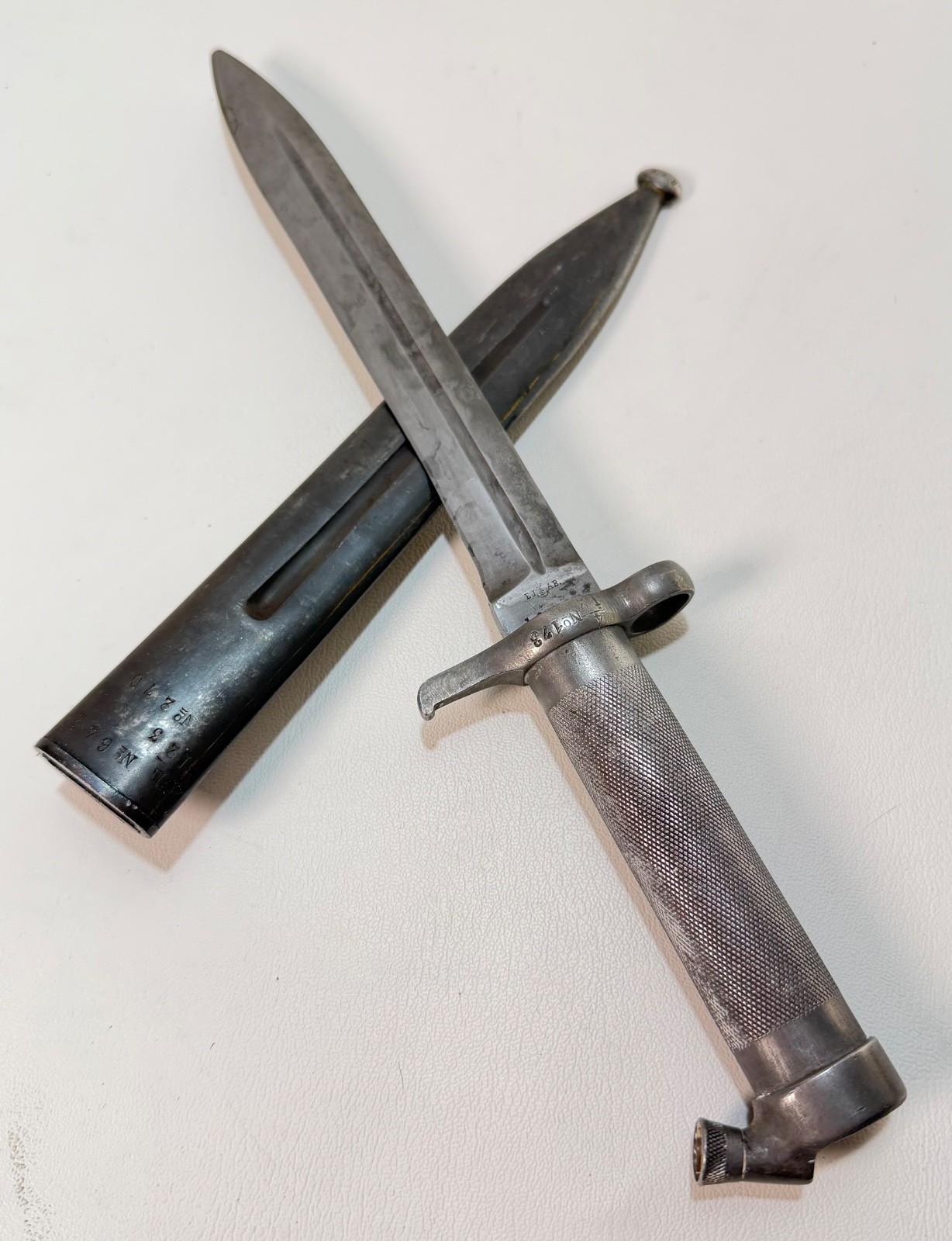 SWEDISH M1896 EJ AB CROWN & ANCHOR BAYONET W/ SCABBARD #173 MAUSER WW2