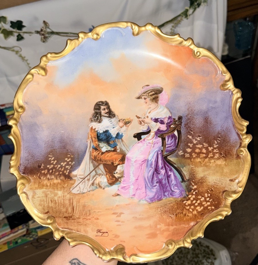 Antique Limoges France 12” Cabinet Plate Strawbridge & Clothier Signed Rogin
