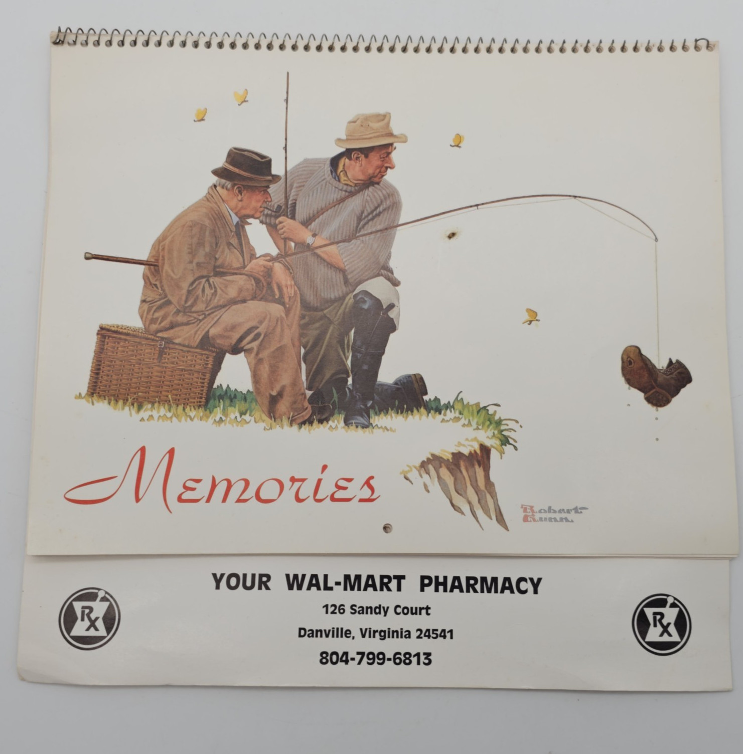1992 Walmart Pharmacy Calendar Robert Gunn Artwork Coupons Ad Ephemera Danville