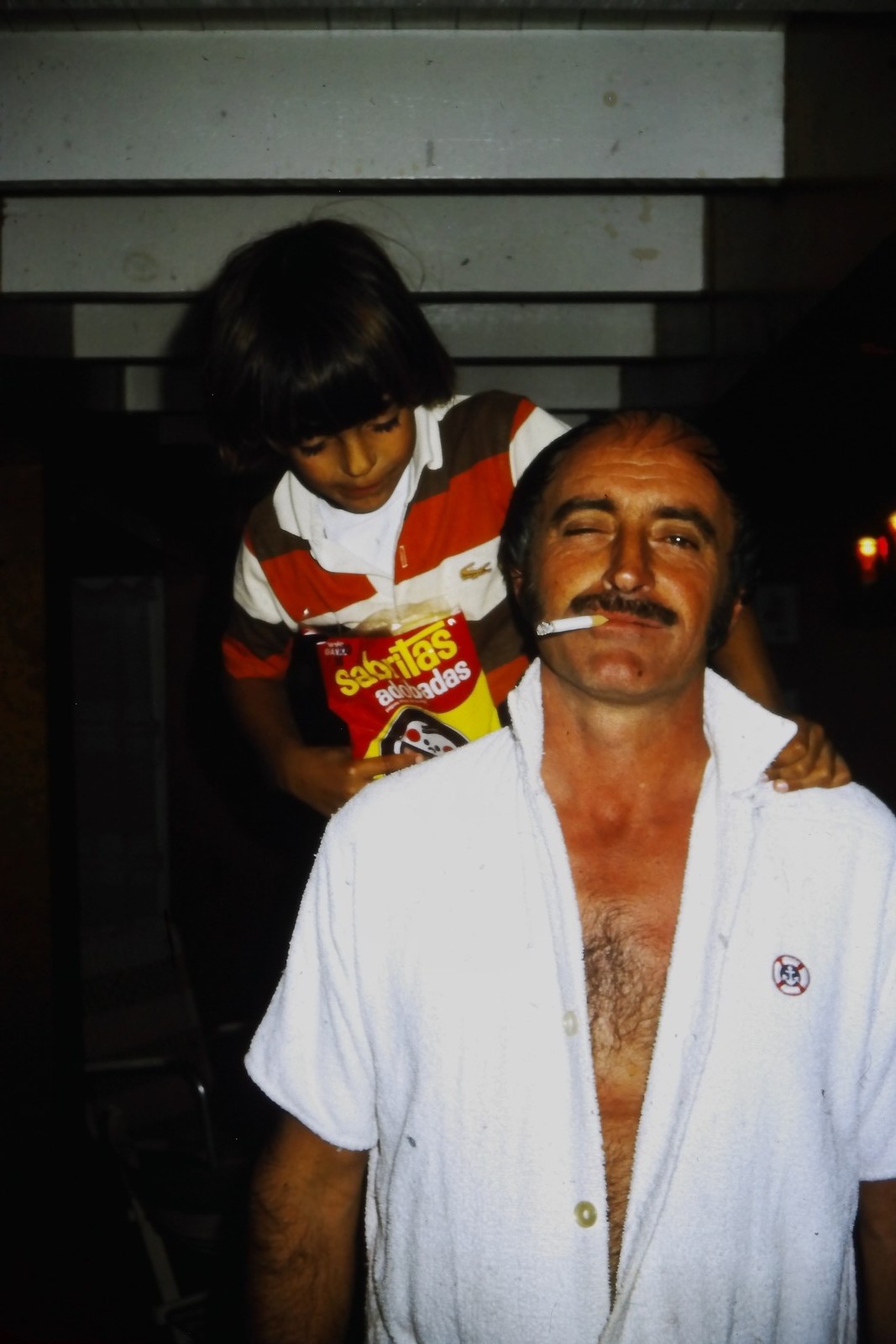 c1980's 35mm Slide Film Man Smoking Child Sabritas Chips Mexico Color Photo c1980's 35mm Slide Film Man Smoking Child Sabritas Chips Mexico Color Photo