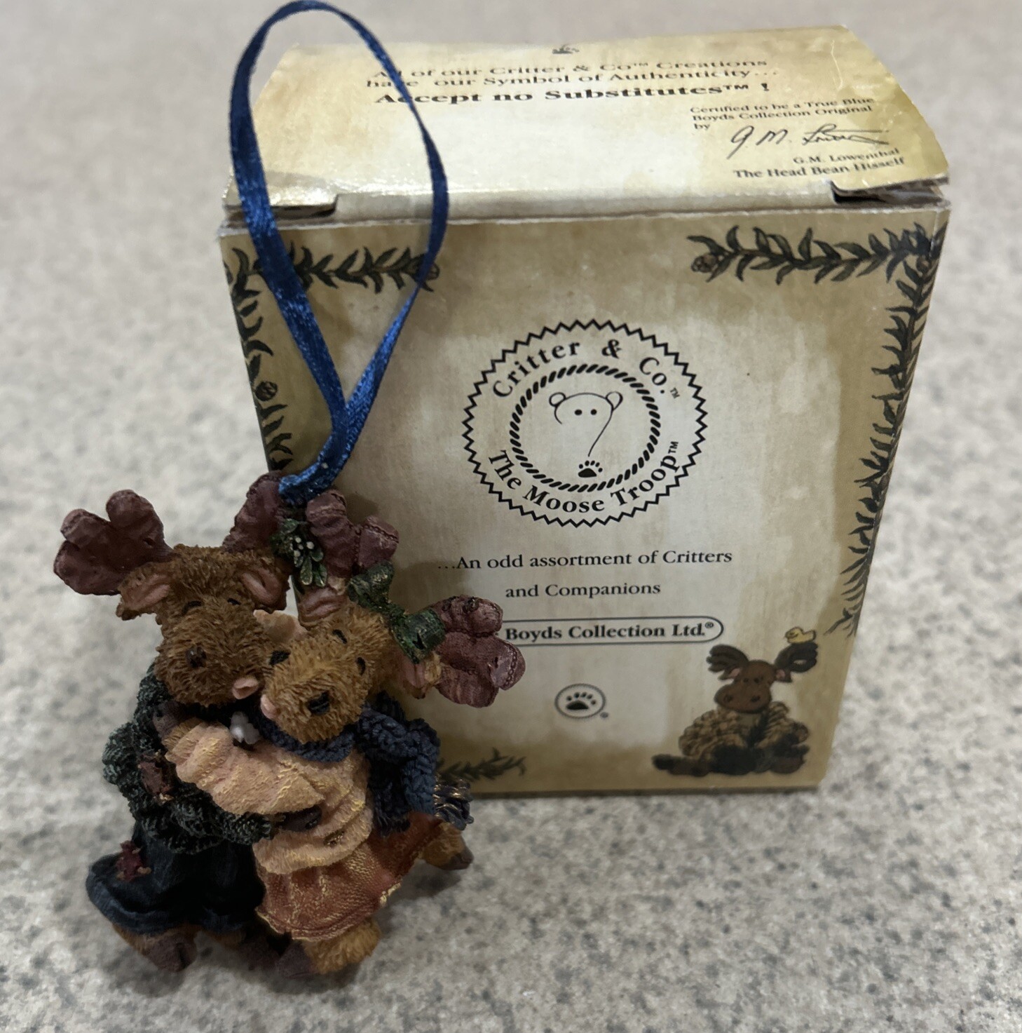 Vtg Boyd\'s Bearstone Moose Troop Dale & Iona Mooseltoe Ornament #25002 NIB Vtg Boyd\'s Bearstone Moose Troop Dale & Iona Mooseltoe Ornament #25002 NIB
