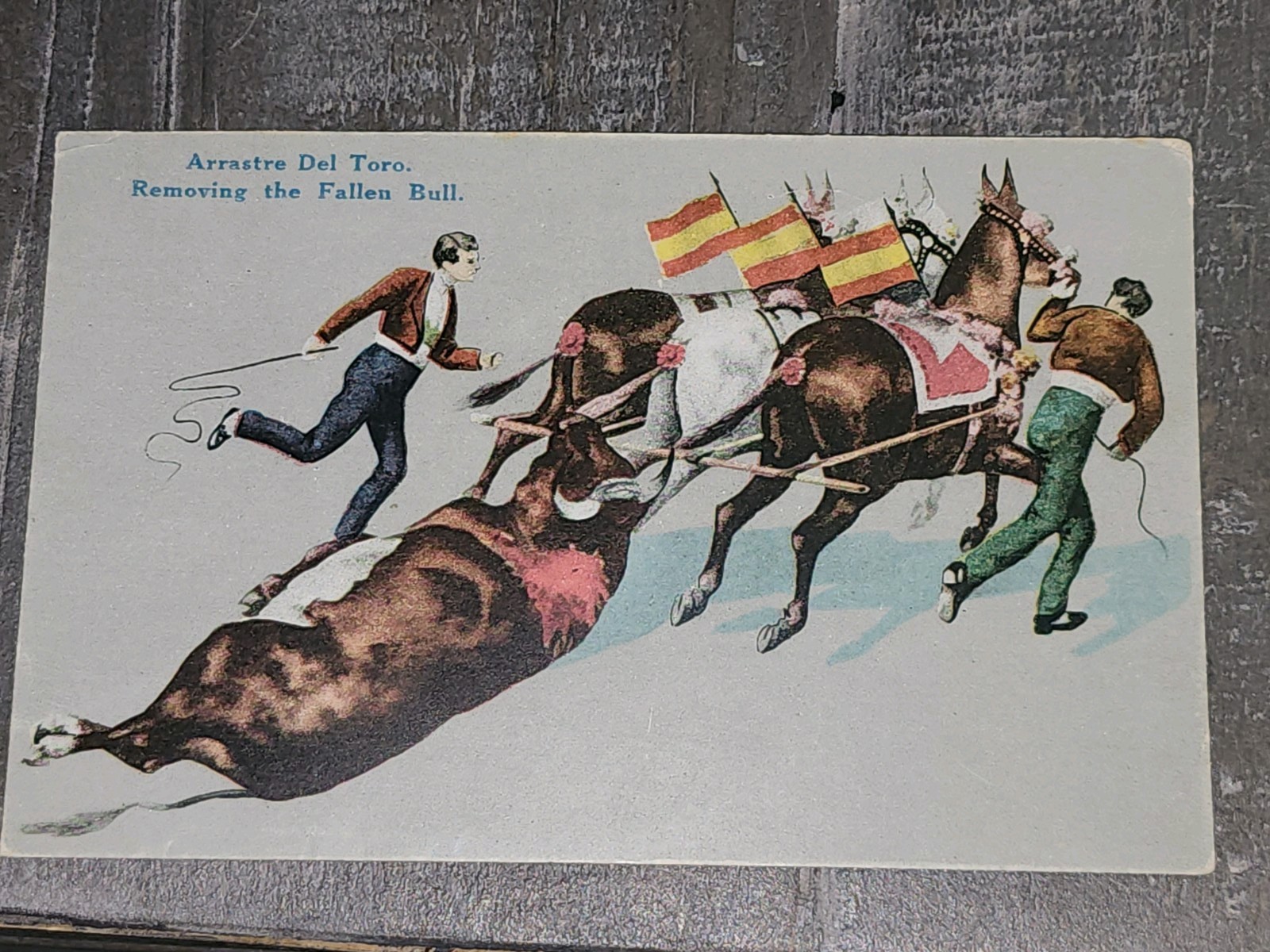 Vintage Early 1900s Unused Postcard ARRASTRE Del TORO REMOVING THE FALLEN BULL 