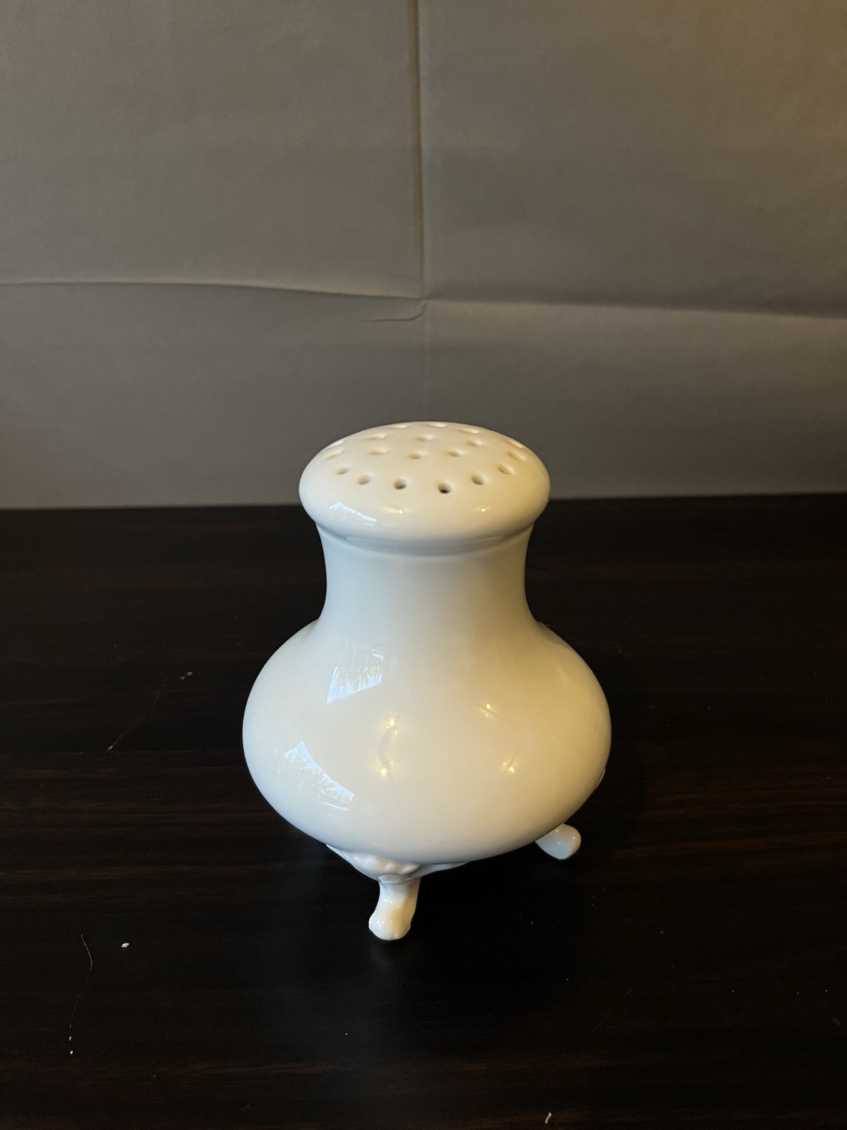 Vintage White Porcelain Hatpin Holder Footed Vanity Dresser Accessory