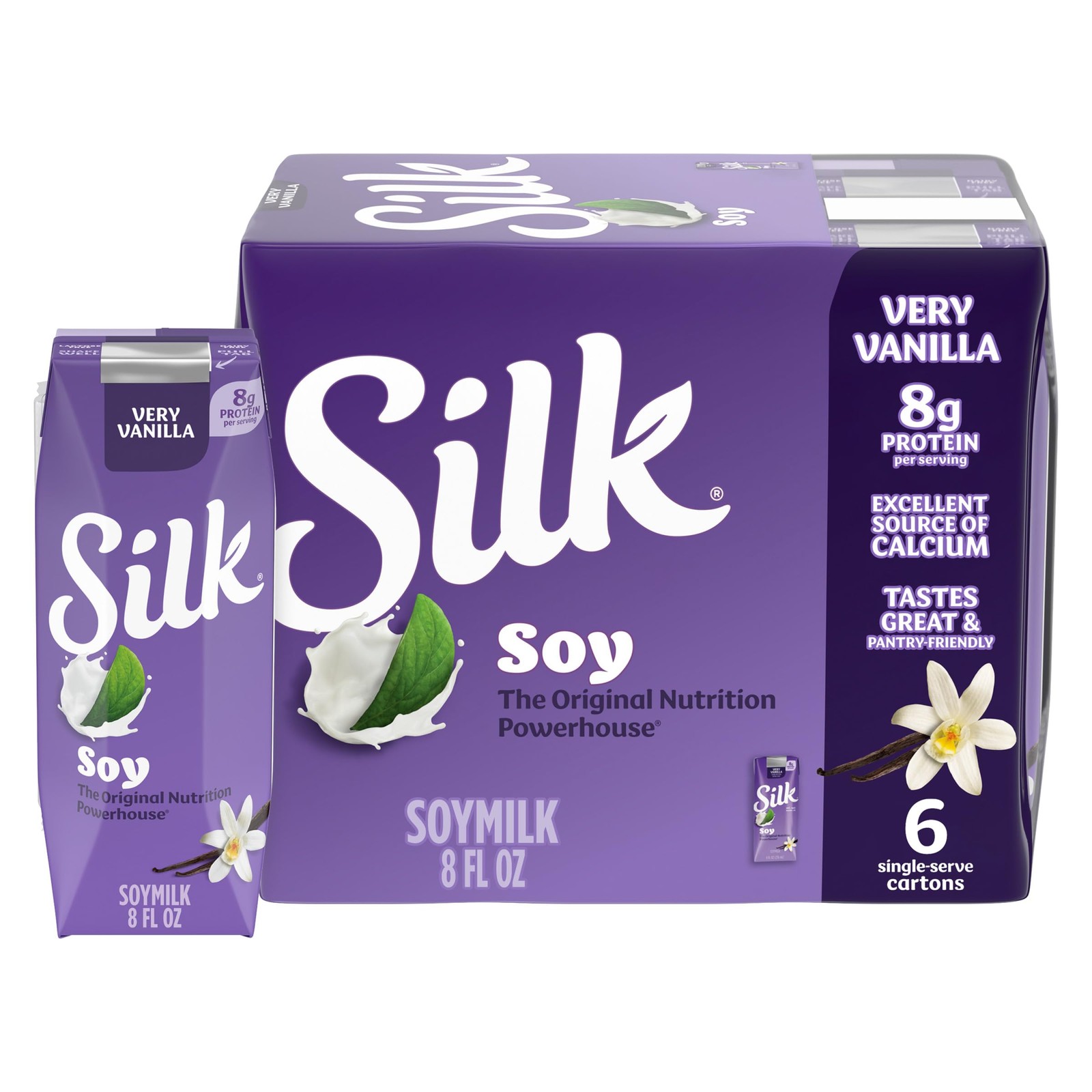Silk Shelf-Stable Soy Milk Singles, Very Vanilla, 48 Fl Oz (Pack of 1), Multi