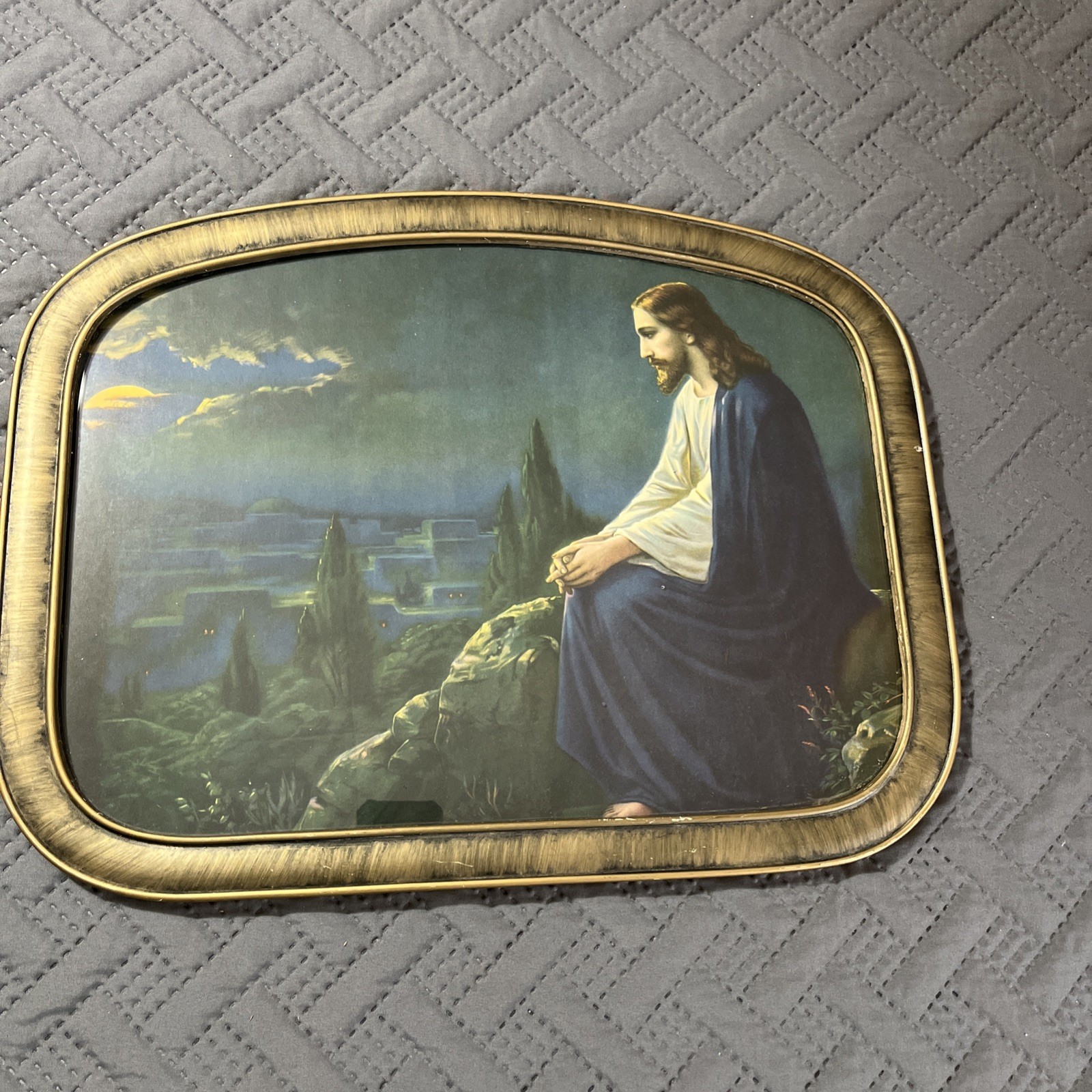 Vintage Religious Christ on Mount of Olives Maxfield Parrish Framed 17.5”x13.5” Vintage Religious Christ on Mount of Olives Maxfield Parrish Framed 17.5”x13.5”