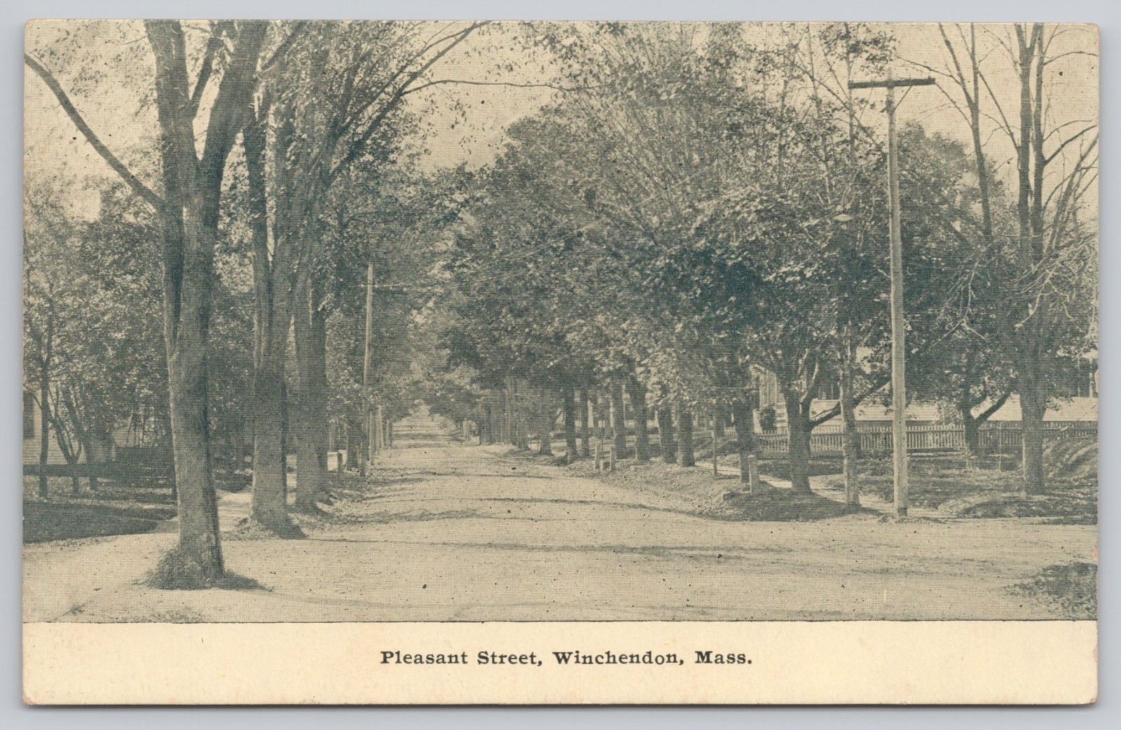 Winchendon MA Pleasant Street Dirt Road Tree Lined View Undivided Postcard