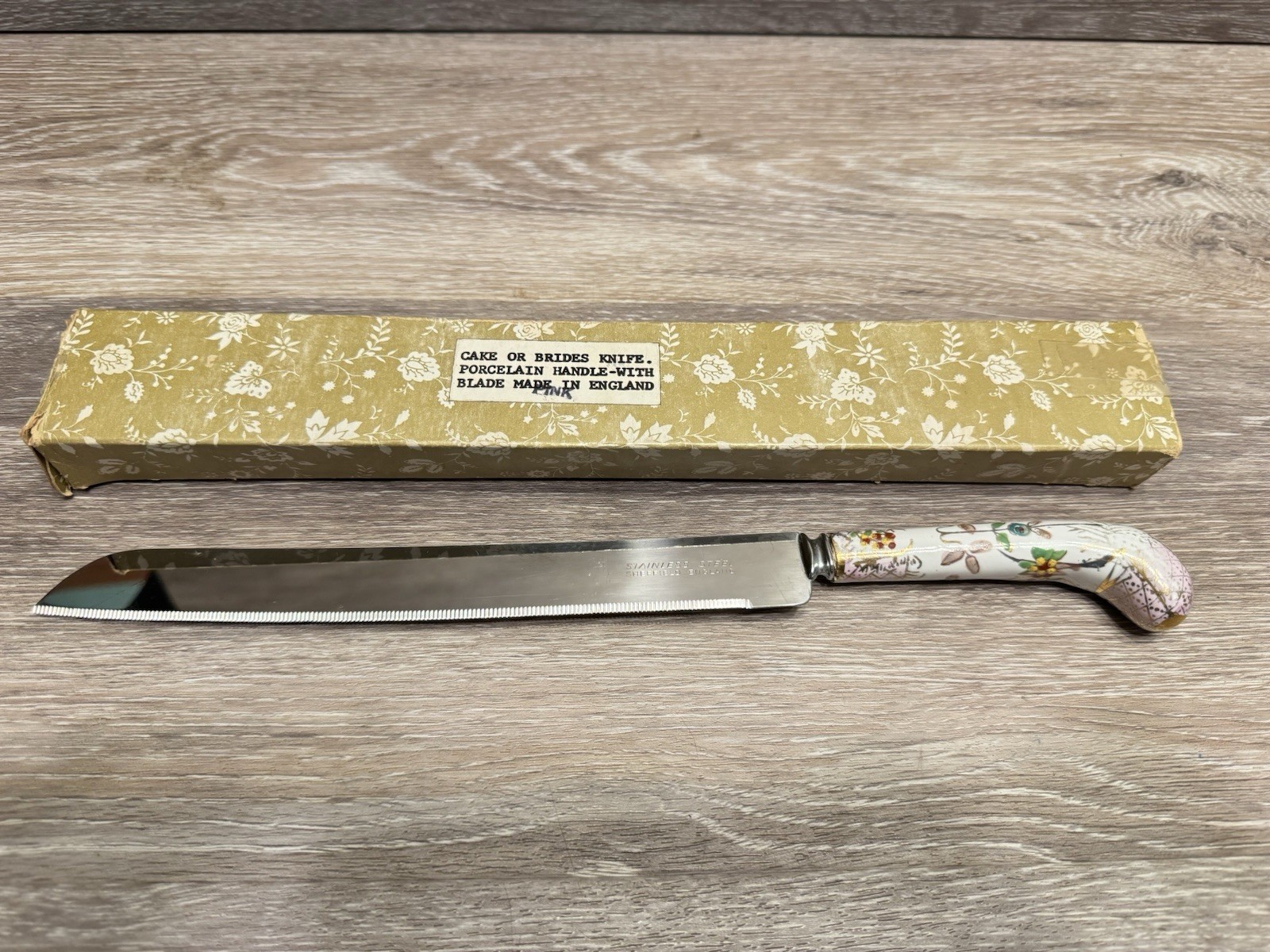 Vintage Sheffield Porcelain Handle Cake Knife brides Knife