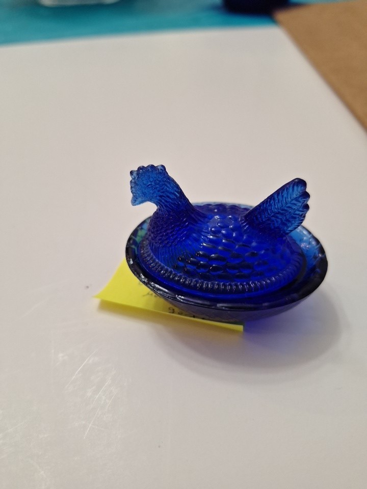 Vintage Mini Cobalt Hen On Nest