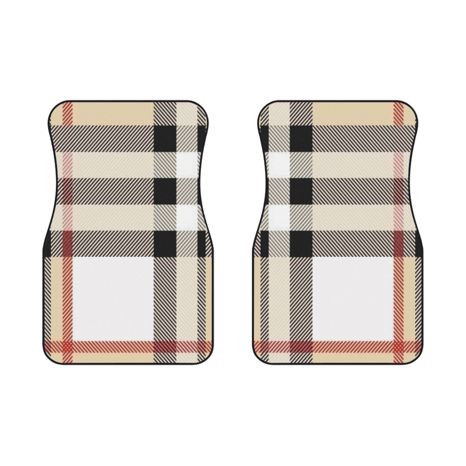 Preppy Plaid Beige, Universal Fit Car Mats (2x Front), Custom Floor Mats