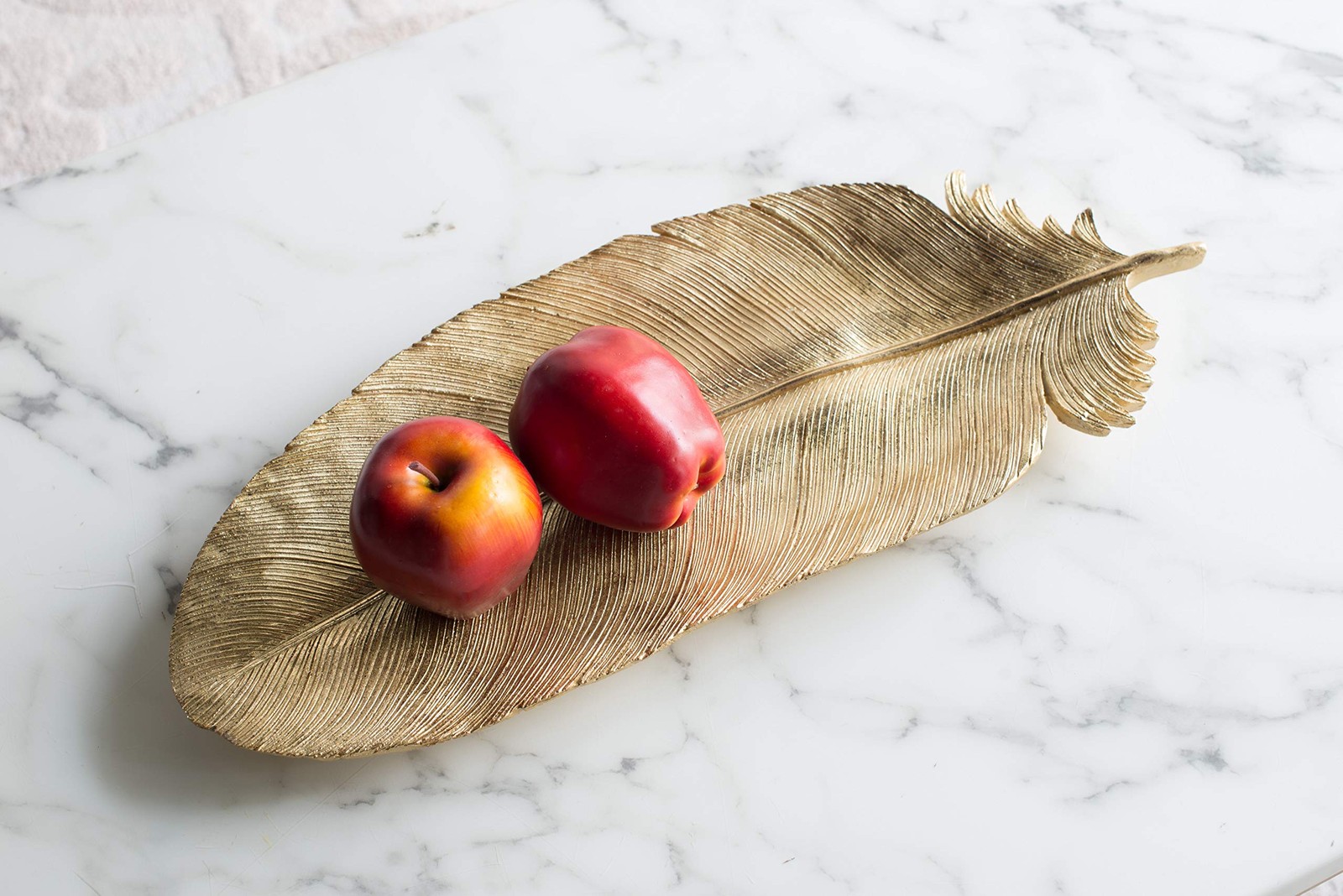 A&B Large Gold Leaf Plate Feather Tray, Painted Gold, 19.5\ A&B Large Gold Leaf Plate Feather Tray, Painted Gold, 19.5\