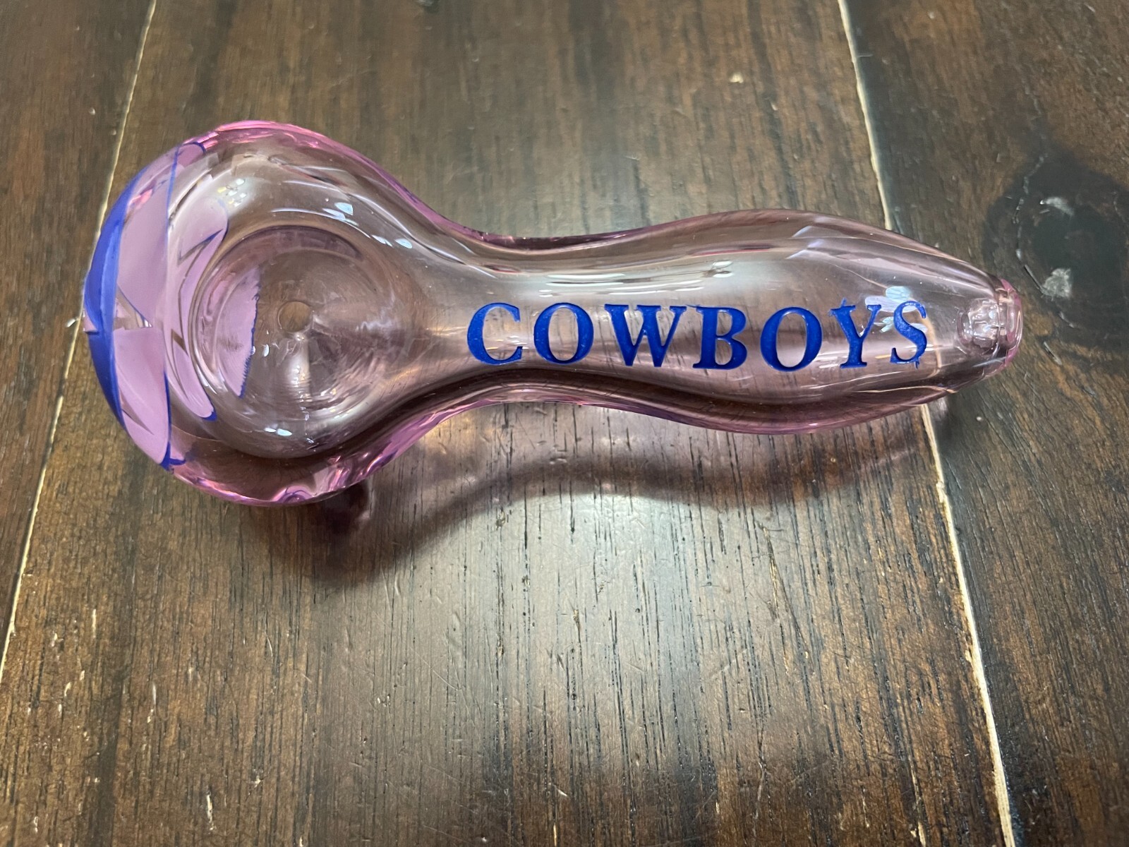 4.25” Premium Glass Bowl Pipe Etched and Painted Dallas Cowboys Pink