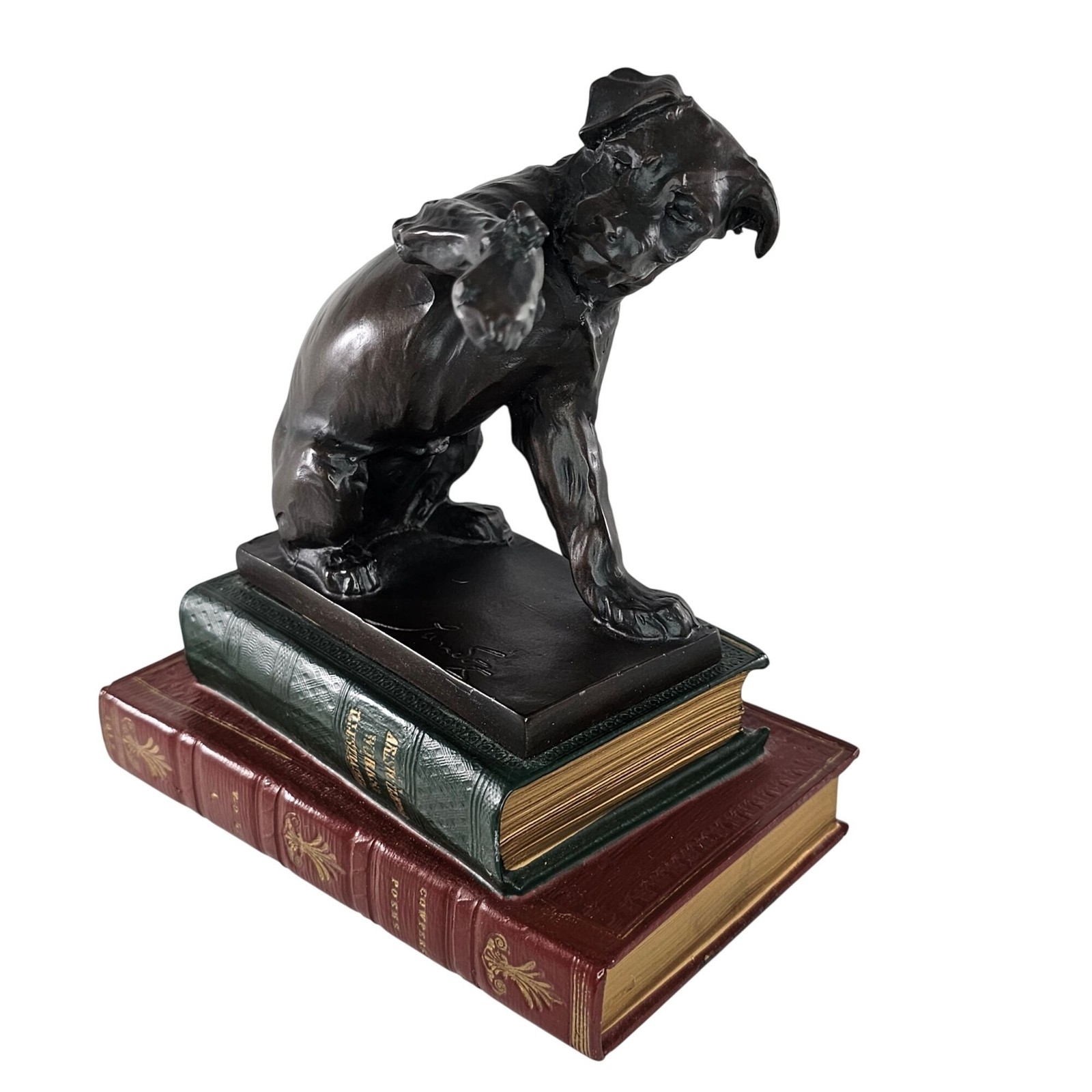 Edouard Marcel Sandoz Resin Terrier Dog With Bee On Books Susse Fes Edts Paris