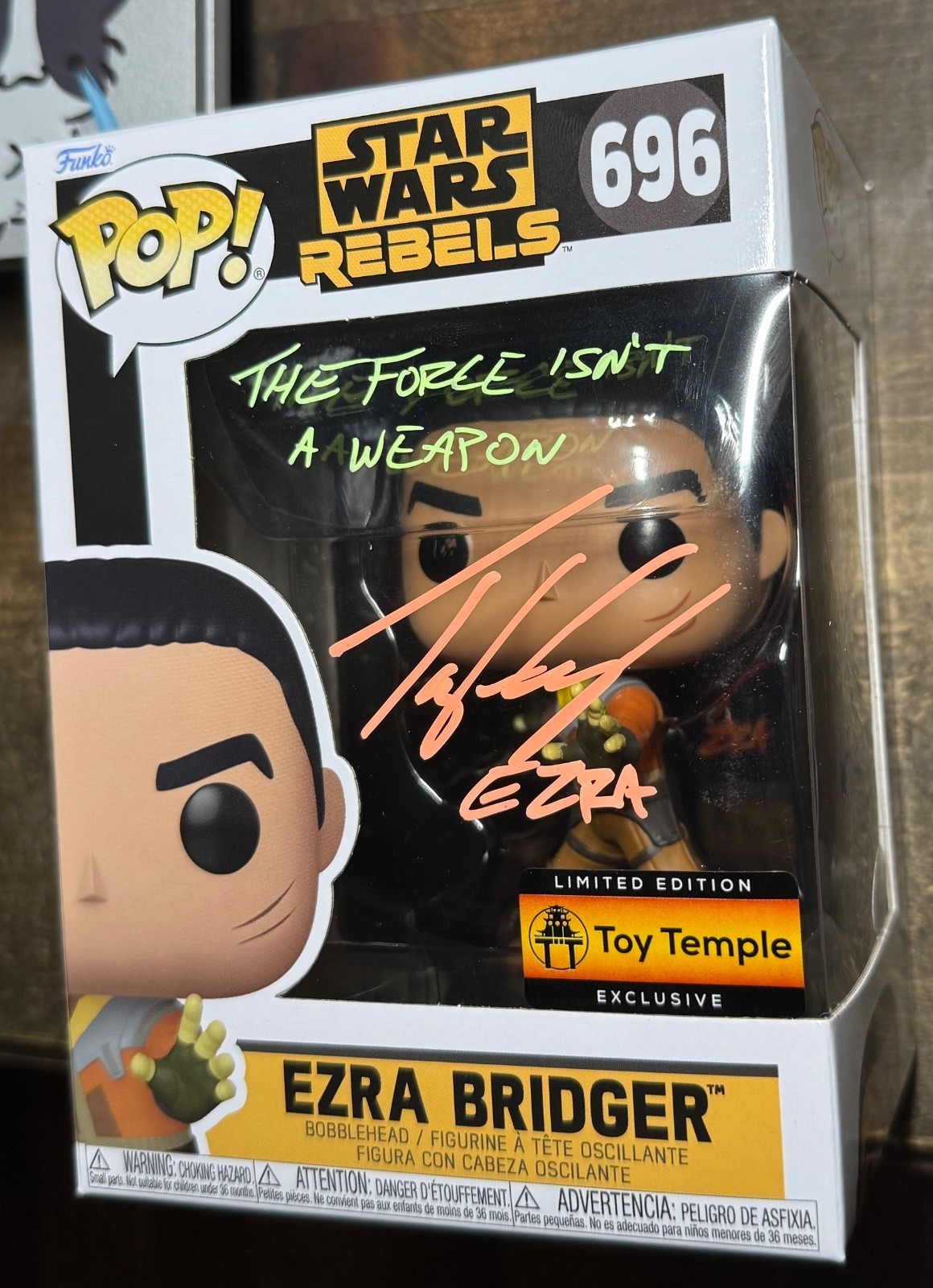 Ezra Bridger Funko Pop 696 Exclusive Signed Taylor Gray With JSA W/Quote