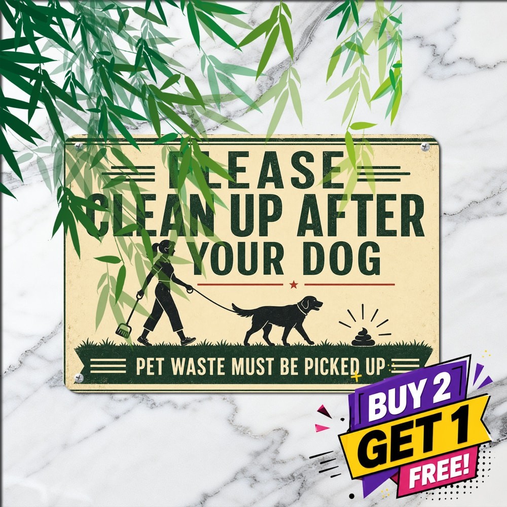 Clean After Your Dog Poop Tin Metal Sign Funny Pet Rule Yard Wall Art Plaque