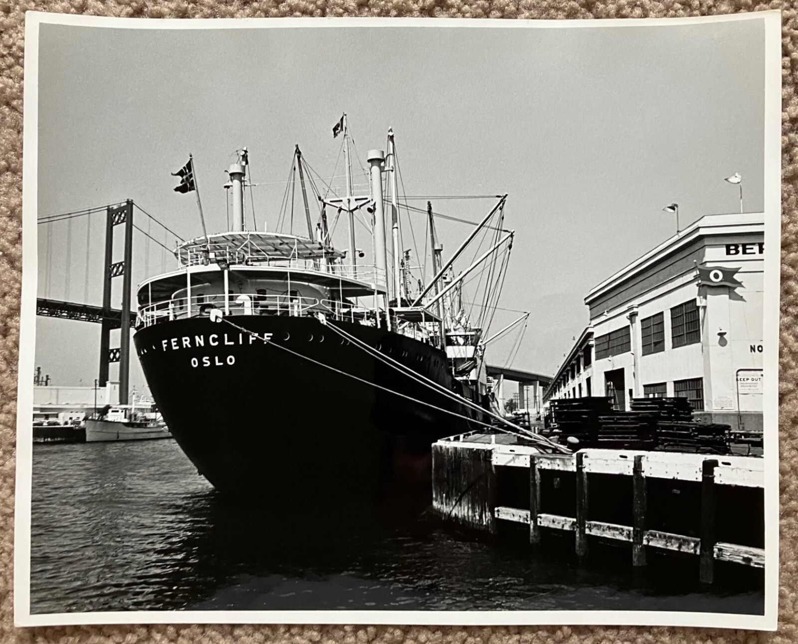 Vtg 1960's Original B&W Photo Ferncliff Oslo Ship San Pedro Harbor LA CA 8x10 Vtg 1960's Original B&W Photo Ferncliff Oslo Ship San Pedro Harbor LA CA 8x10