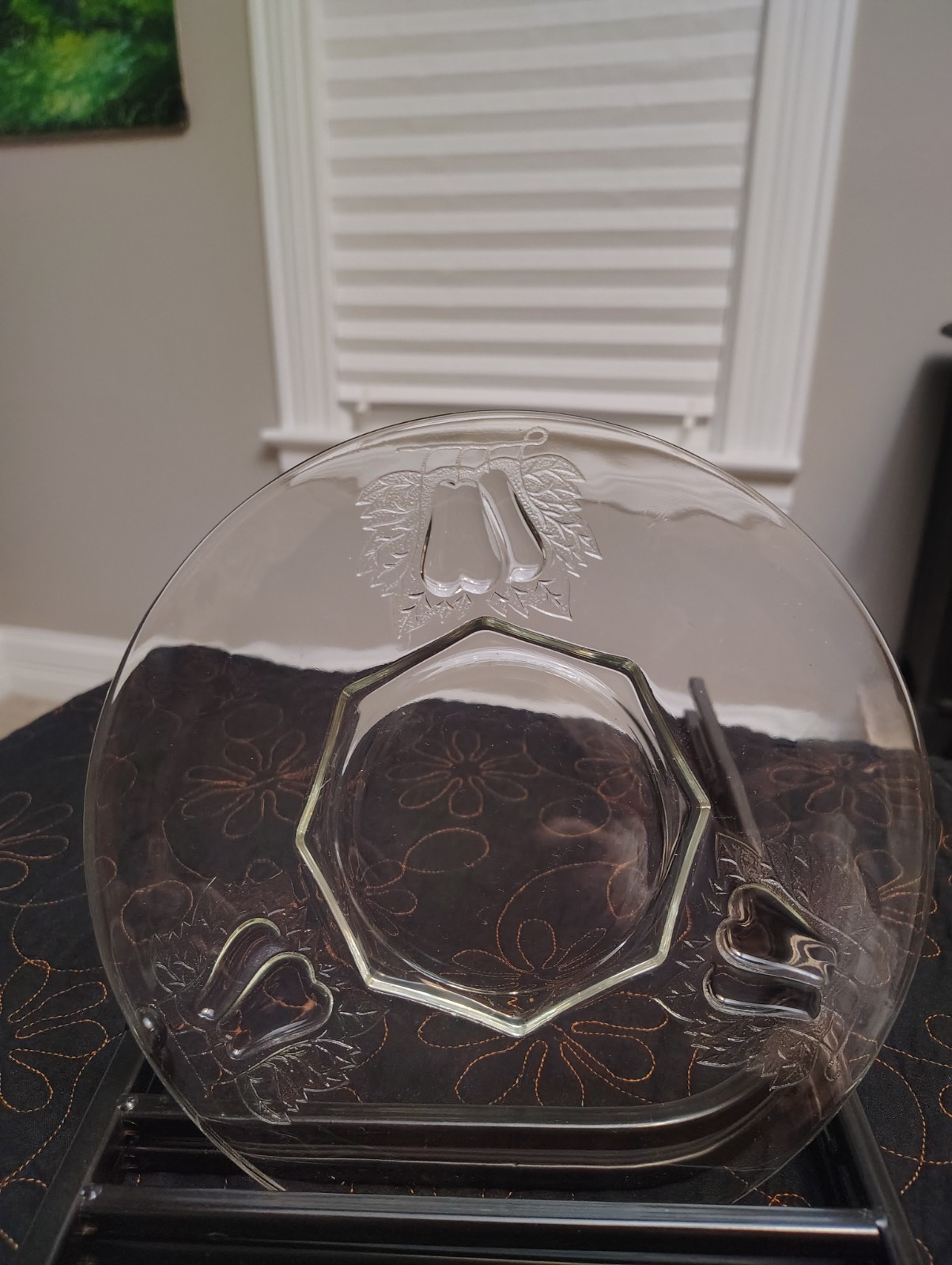 Set 8 Jeannette Baltimore Pear Clear Luncheon Plates 8 3/8\ Set 8 Jeannette Baltimore Pear Clear Luncheon Plates 8 3/8\