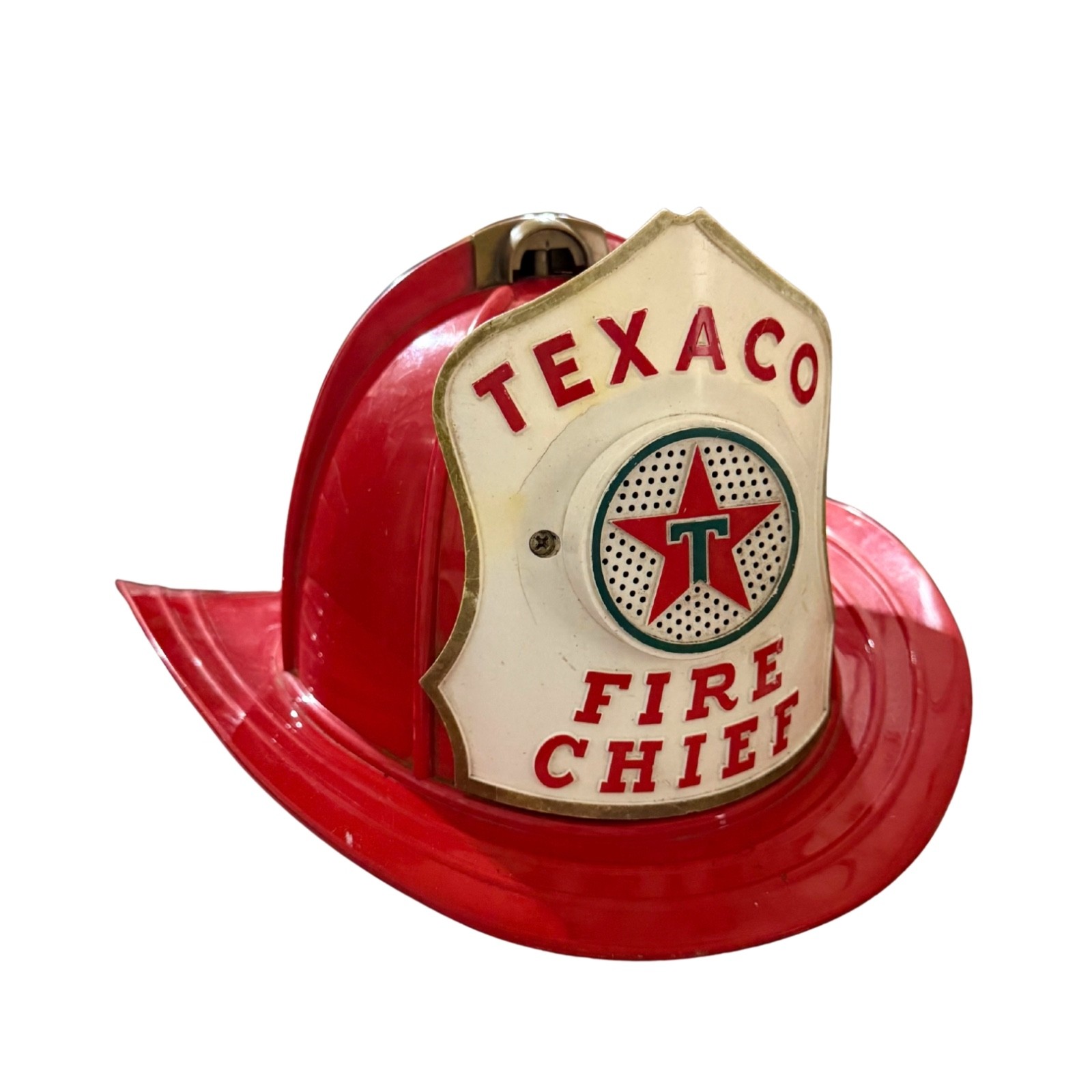 Vintage 1960s Texaco Fire Chief Helmet Brown & Bigelow USA Toy Hat Parts Repair