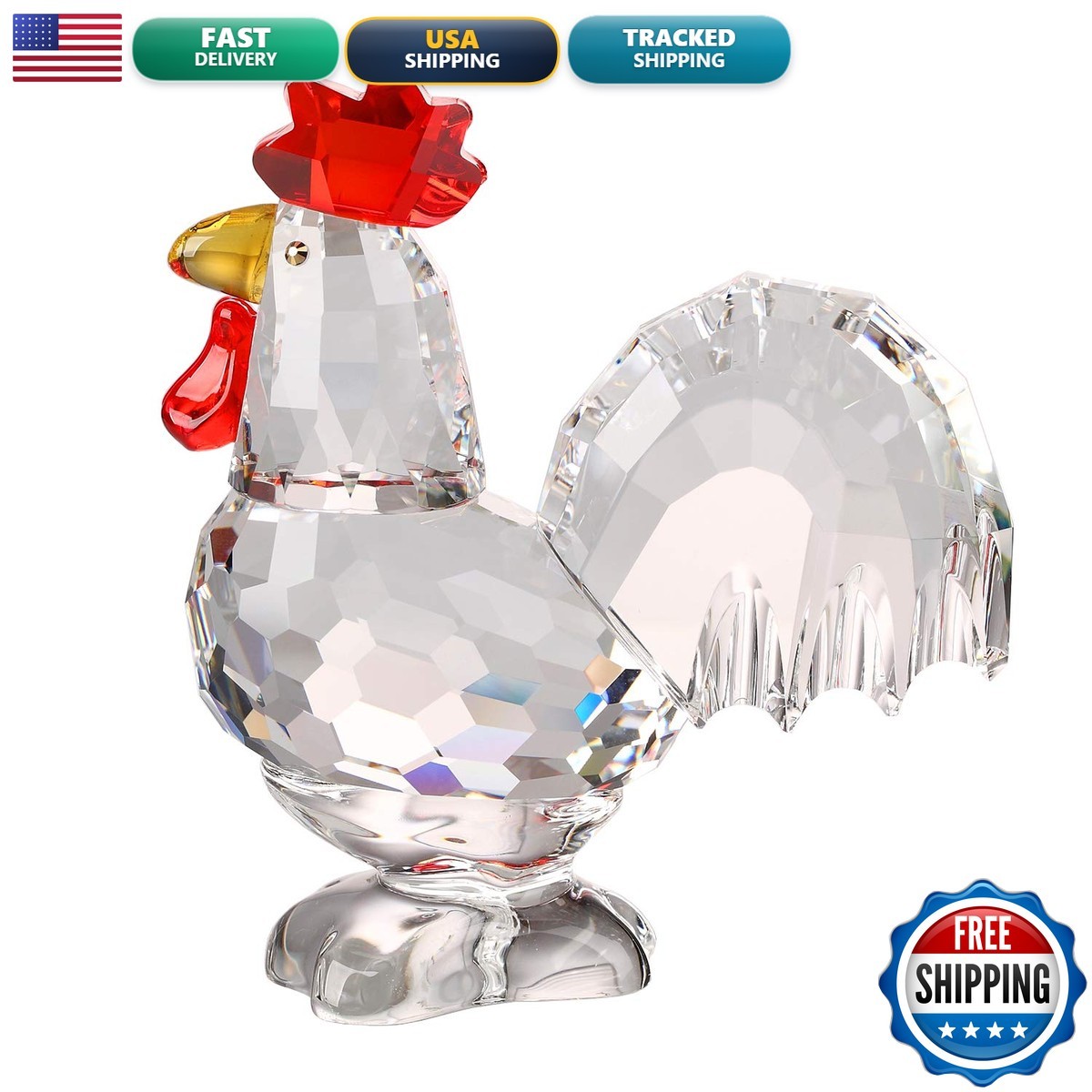 DOJOZ Crystal Rooster Figurine (White)