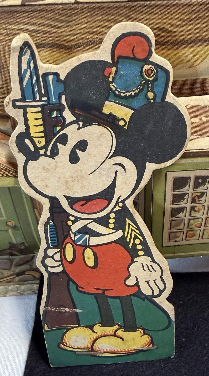 DISNEYANA- 1940s-Mickey Mouse  mini cardboard standee.  6 inches tall