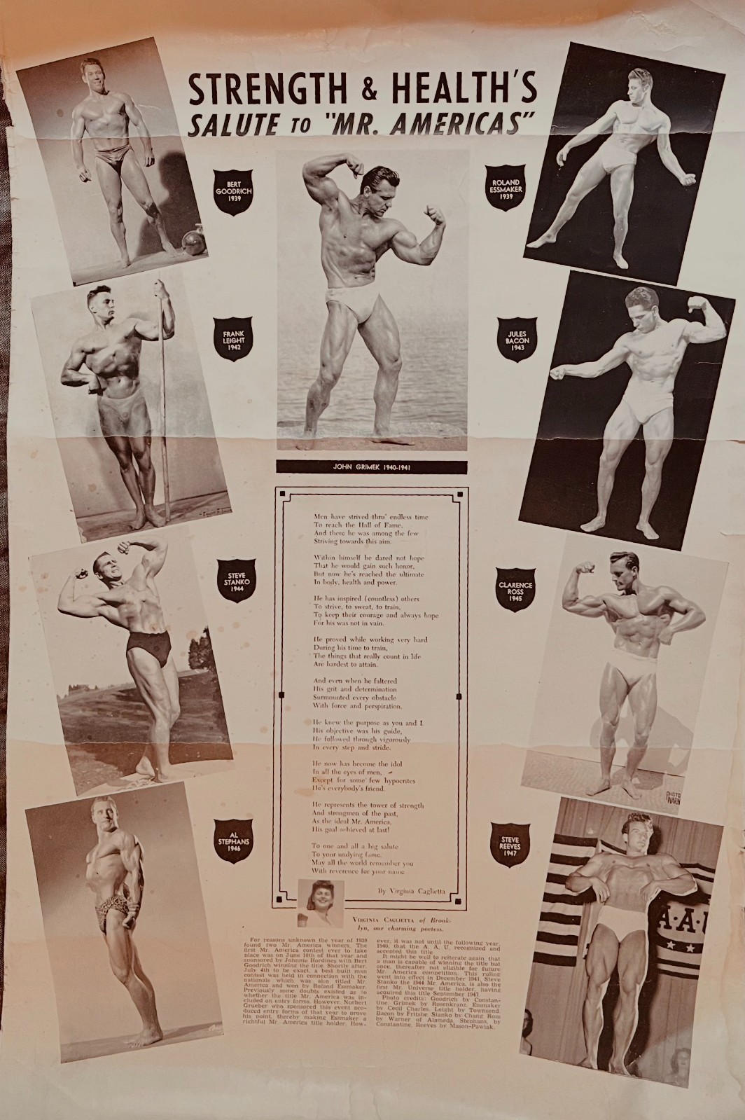 Vintage Strength & Health poster - Salute to Mr. Americas - Gay interest