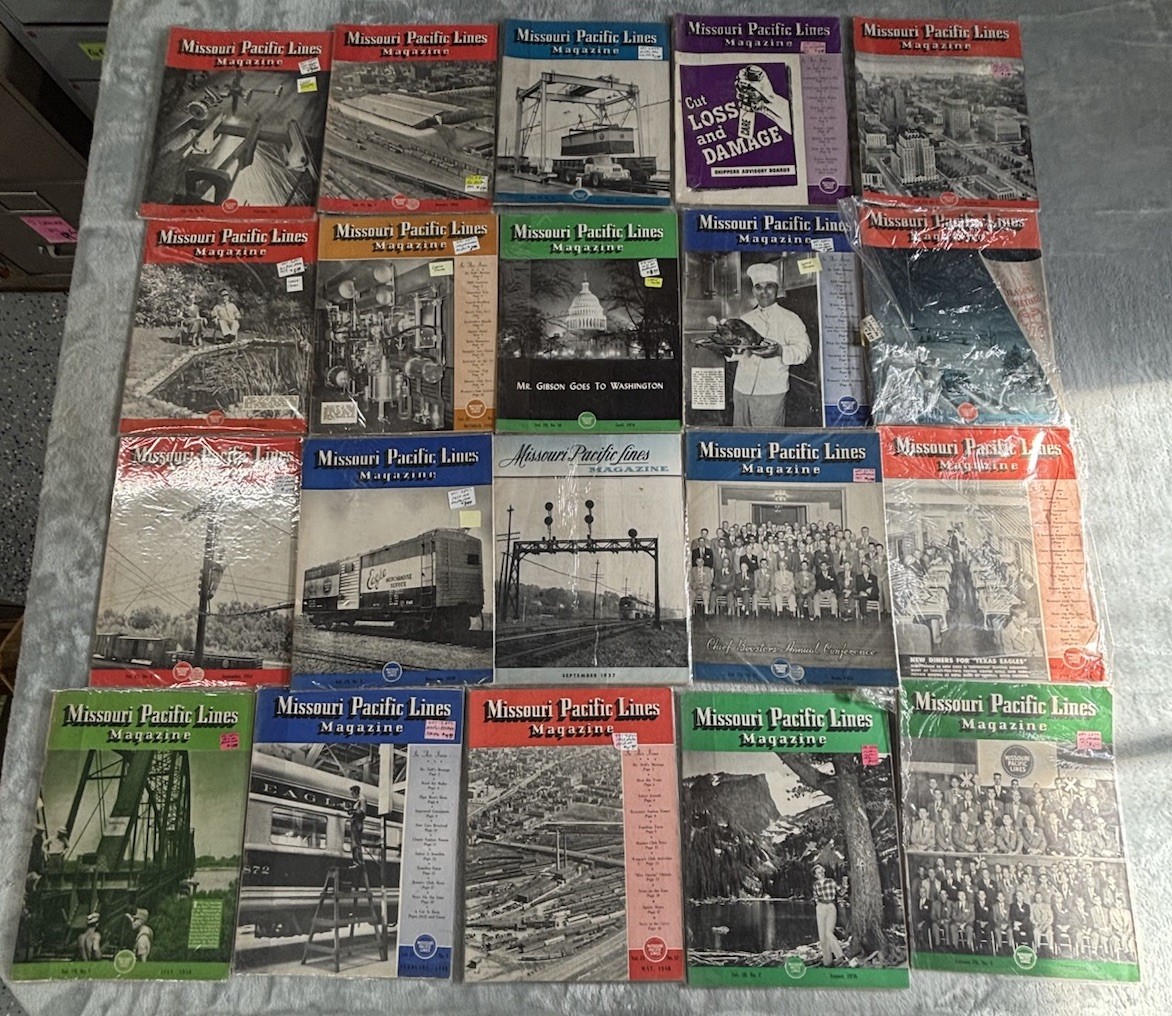 Lot of 34 Vintage 1940s 1950s Missouri Pacific Railroad Magazines MoPac As Is Lot of 34 Vintage 1940s 1950s Missouri Pacific Railroad Magazines MoPac As Is