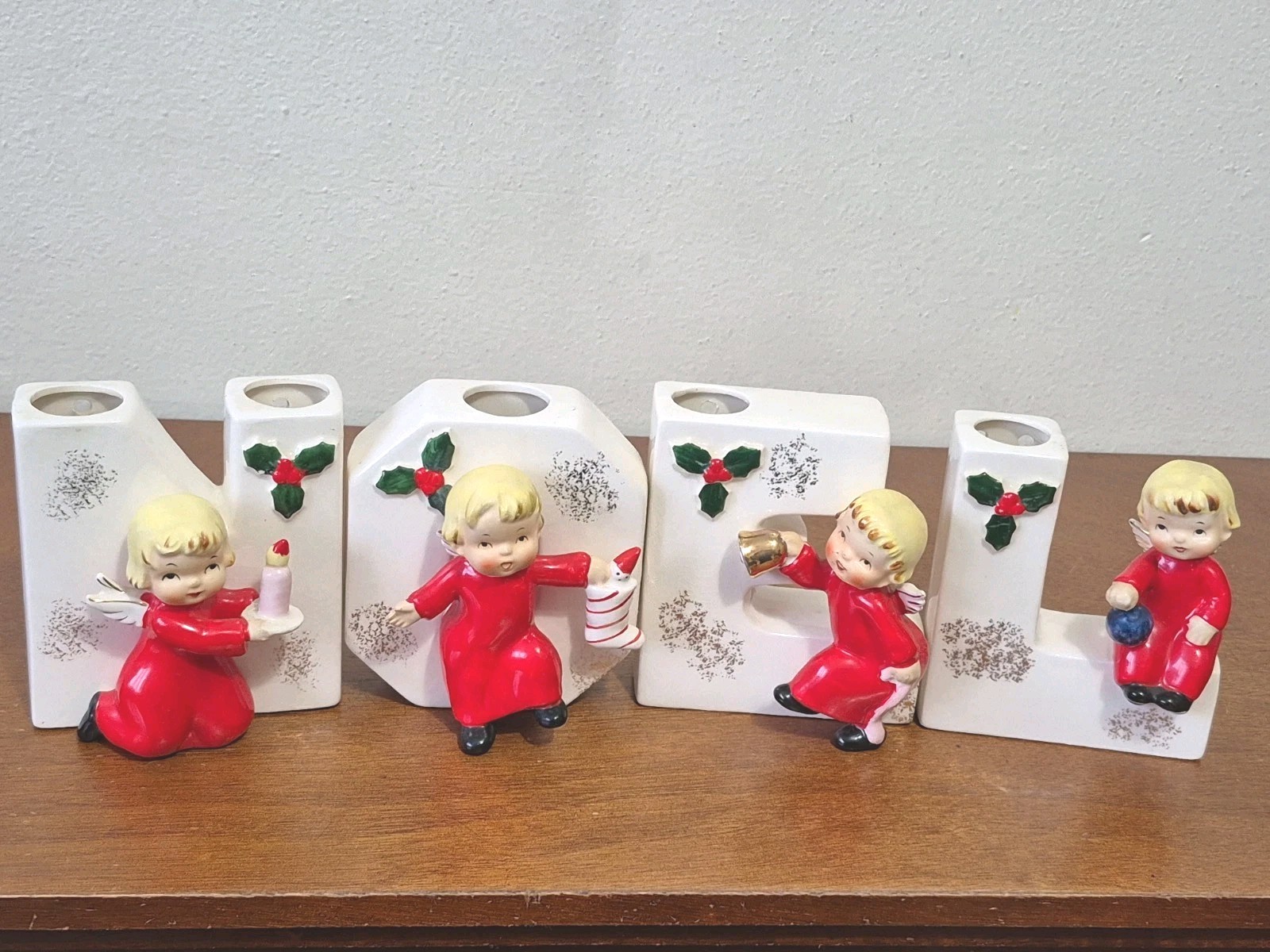 VINTAGE NAPCO NOEL CHRISTMAS ANGEL CANDLE HOLDER WALL POCKET FIGURINE 1956 JAPAN