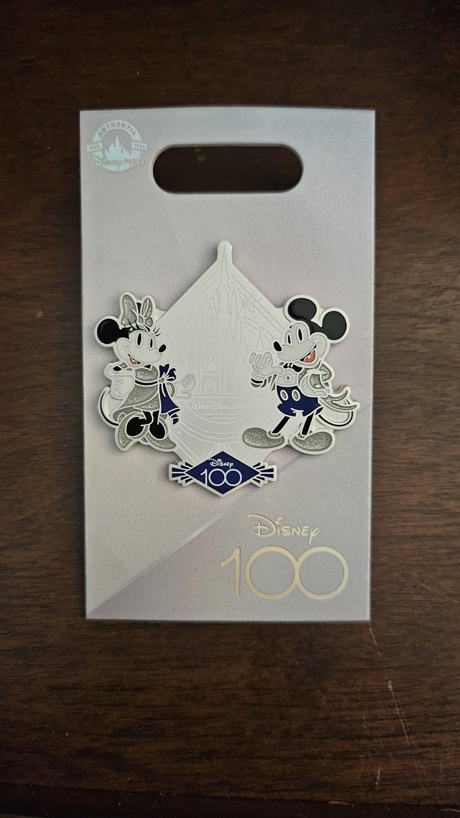 New Disney 100th Anniversary Mickey and Minnie Limited Release pin On Card