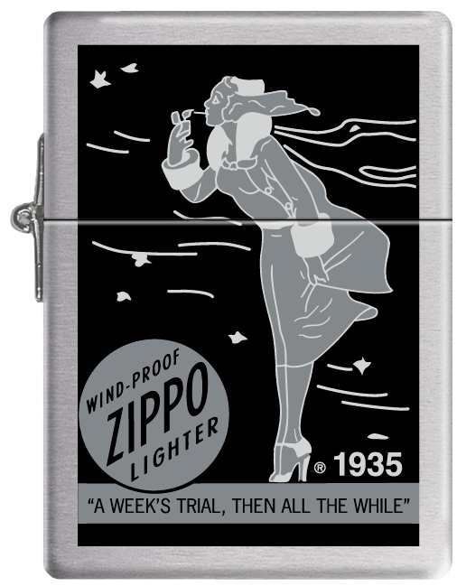 Zippo Windproof Replica 1935 Lighter With Black & Gray Windy, 82690, New In Box