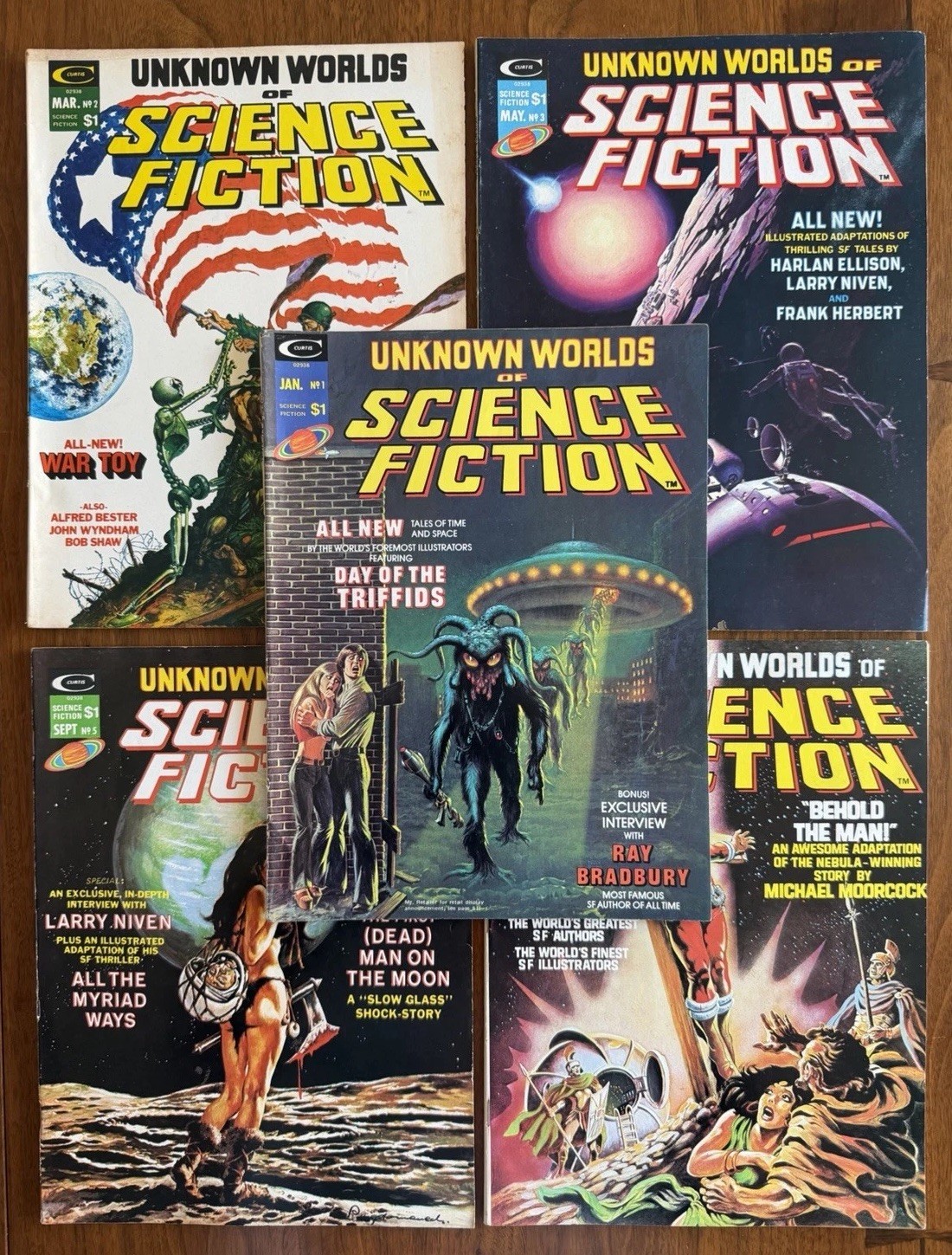 Unknown Worlds of Science Fiction #1 2 3 5 6 LOT Low To Mid-grade Curtis 1975 Unknown Worlds of Science Fiction #1 2 3 5 6 LOT Low To Mid-grade Curtis 1975