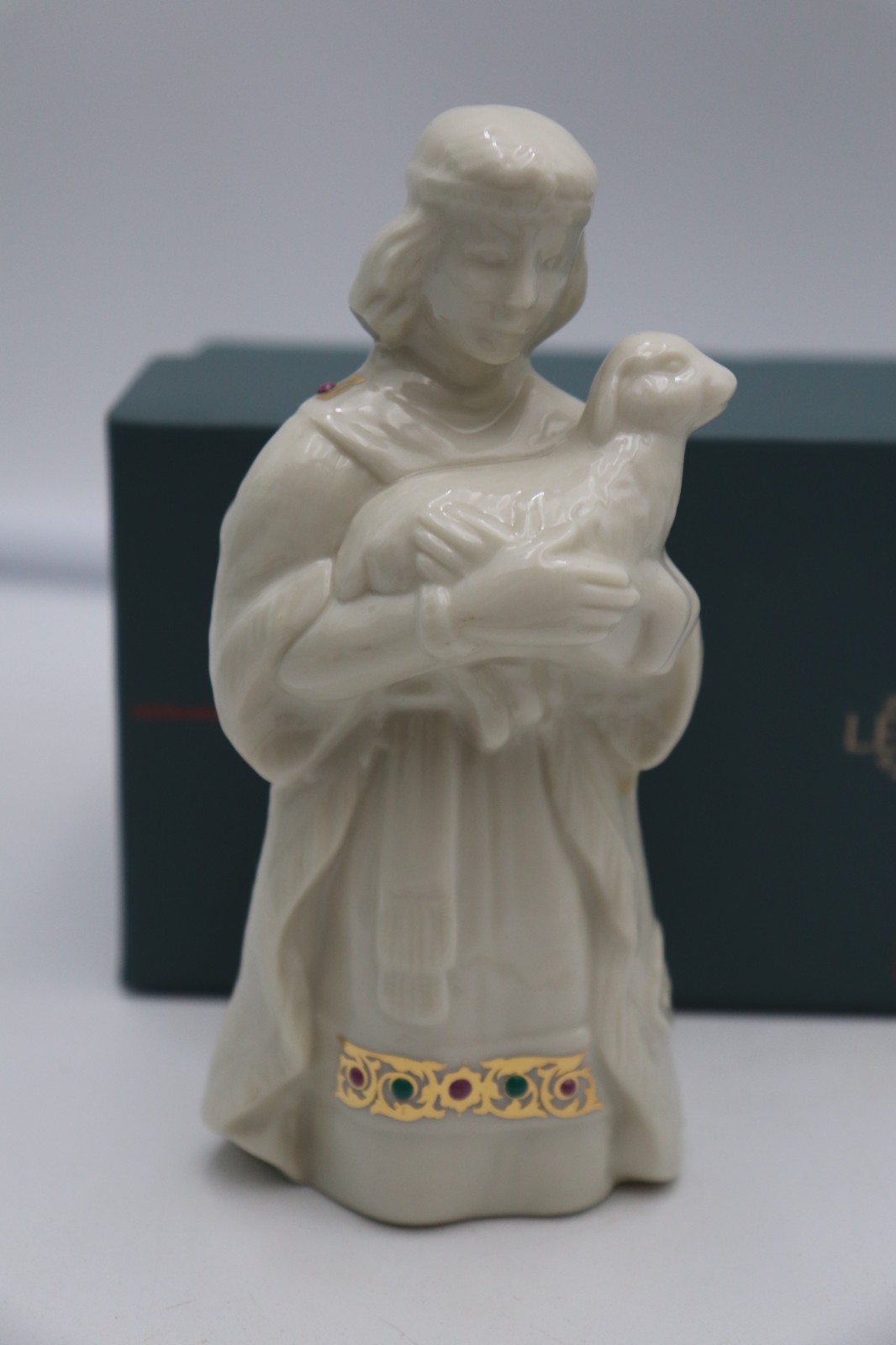 vintage Lenox China Jewels Nativity Shepherd Boy with Lamb 1993 with Box