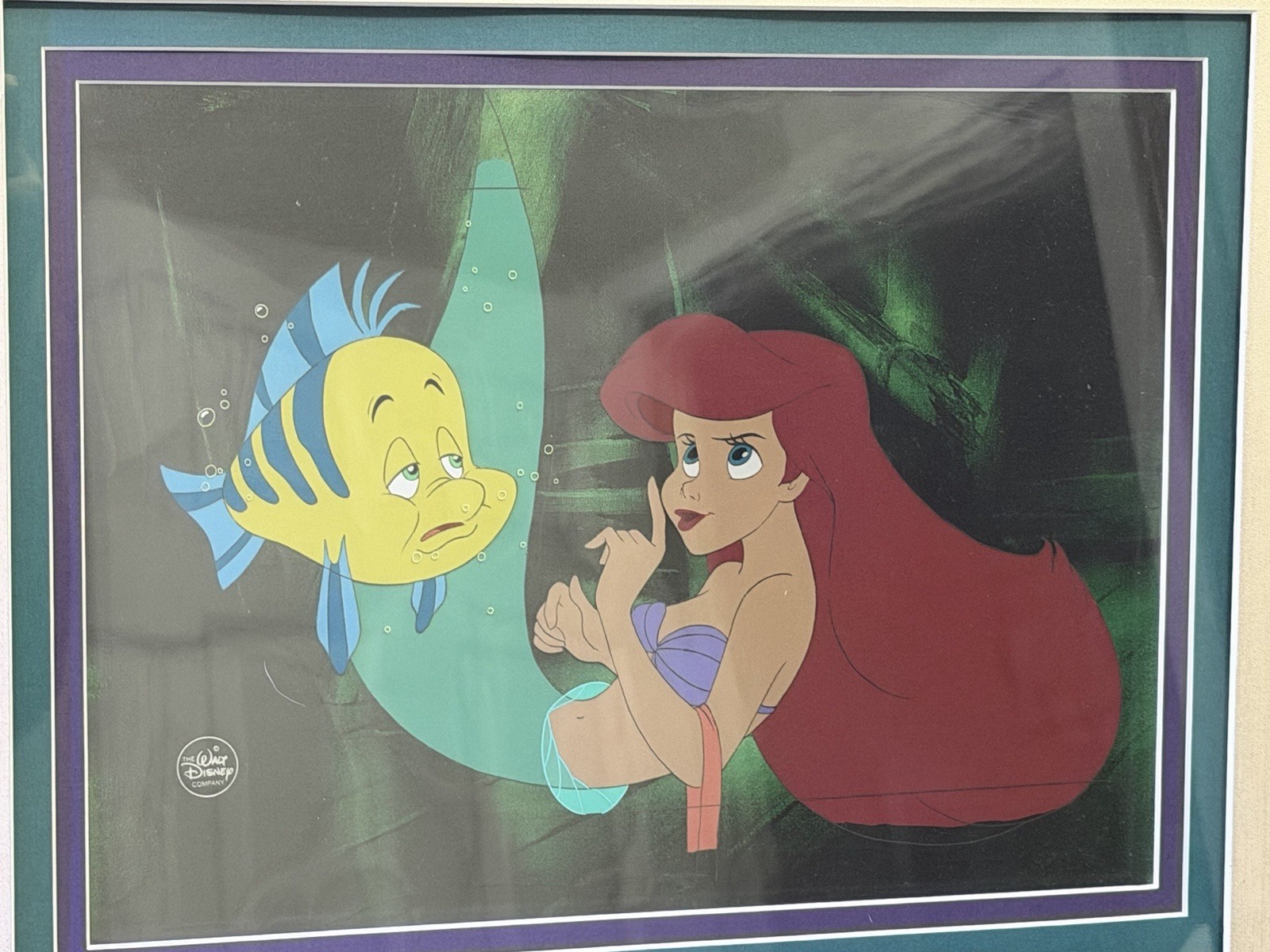 Walt Disney Company Disney The Little Mermaid Ariel & Flounder production Cel Walt Disney Company Disney The Little Mermaid Ariel & Flounder production Cel