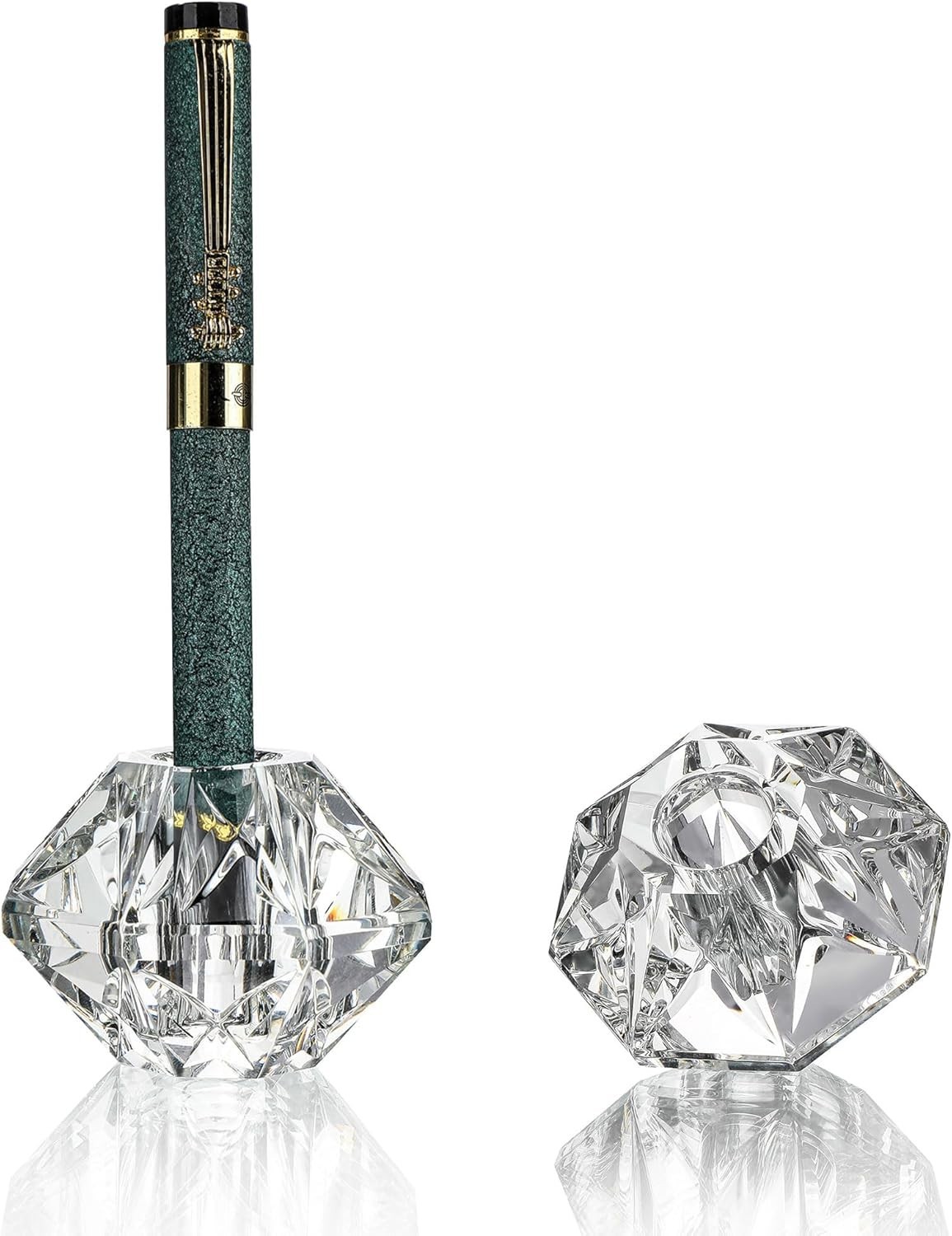 QFkris 2-Packs Crystal Fountain Pen Stand Glass Feather Pen Holder Crystal Pen & QFkris 2-Packs Crystal Fountain Pen Stand Glass Feather Pen Holder Crystal Pen &