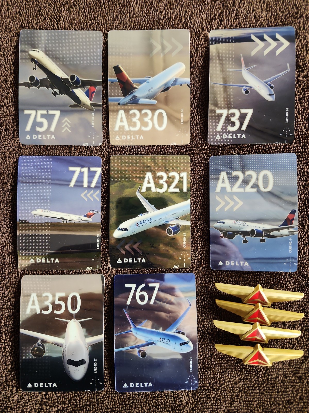 (8) Delta Airlines Trading Cards  VERY NEAT  COLLECTION  WITH 4 DELTA WINGS 