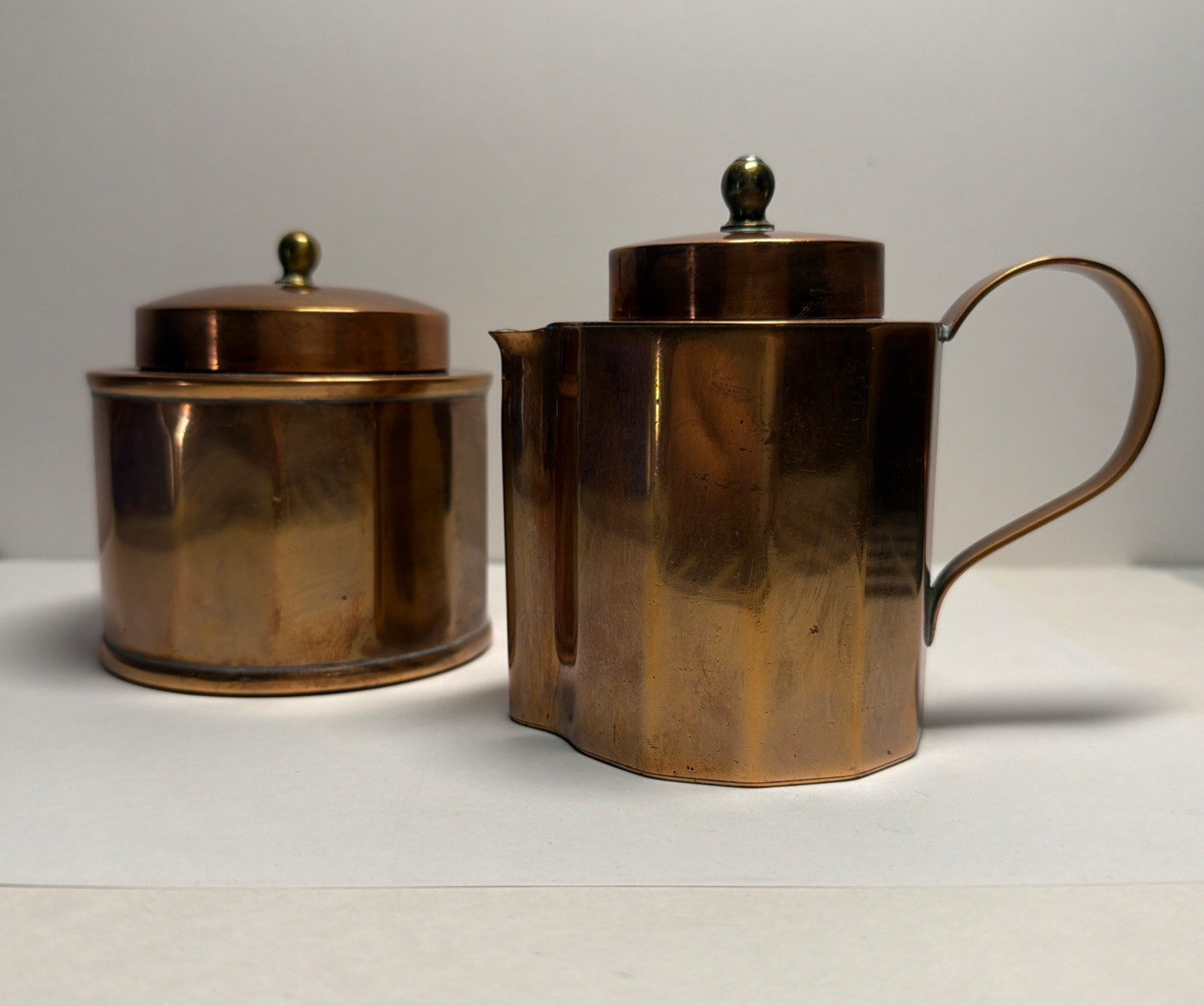 Antique Jos. Heinrichs Pure Copper Arts & Crafts Sugar & Creamer