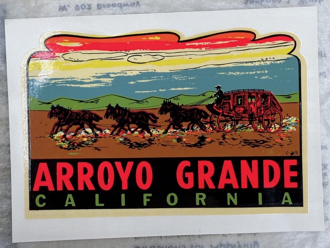 Vintage 50s Waterslide Decal Arroyo Grande California Souvenir Rare Vintage 50s Waterslide Decal Arroyo Grande California Souvenir Rare