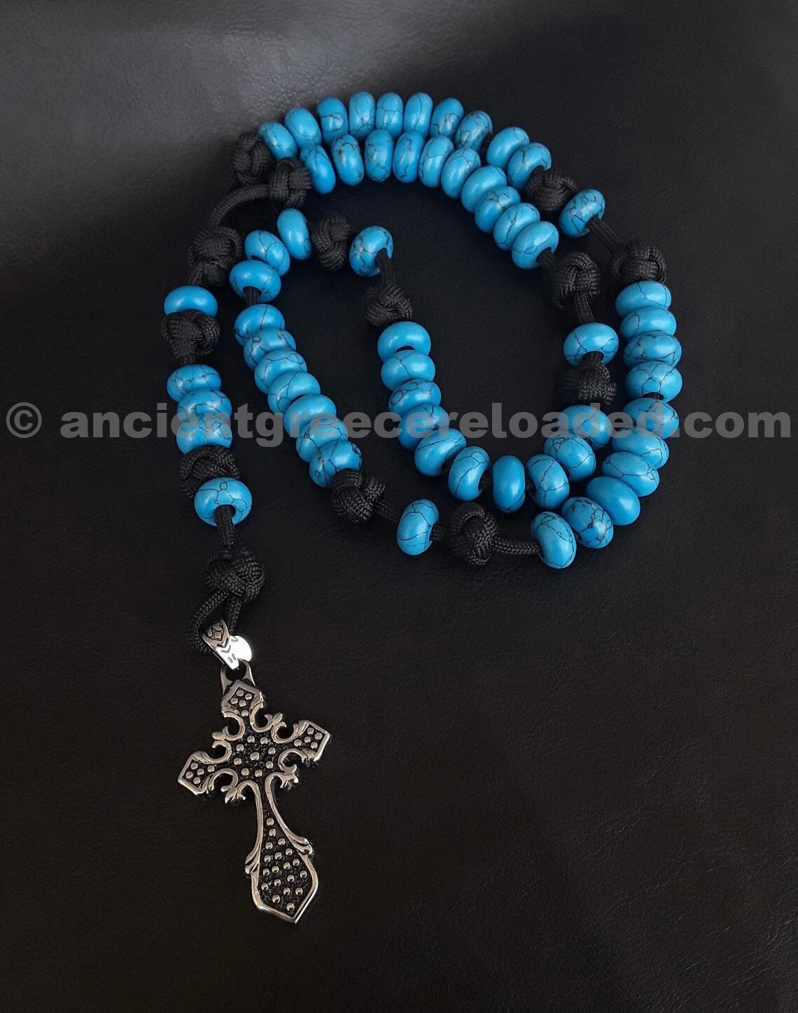 Oceanus Military 550 Paracord Catholic Rosary, AAA A high quality Turquoise