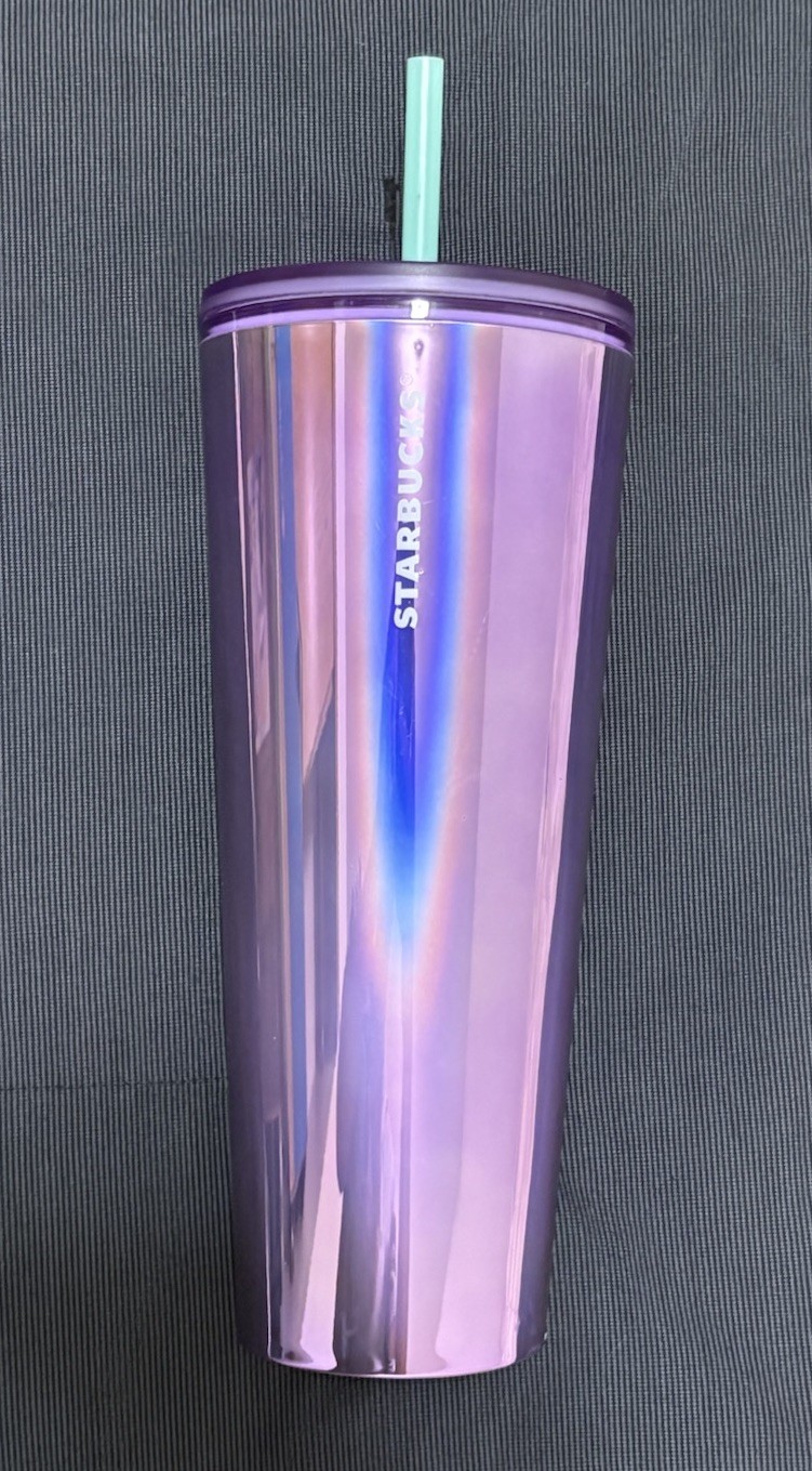 Starbucks Tumbler Metallic Purple Mirror Double Wall Venti Summer Cold Cup 24oz