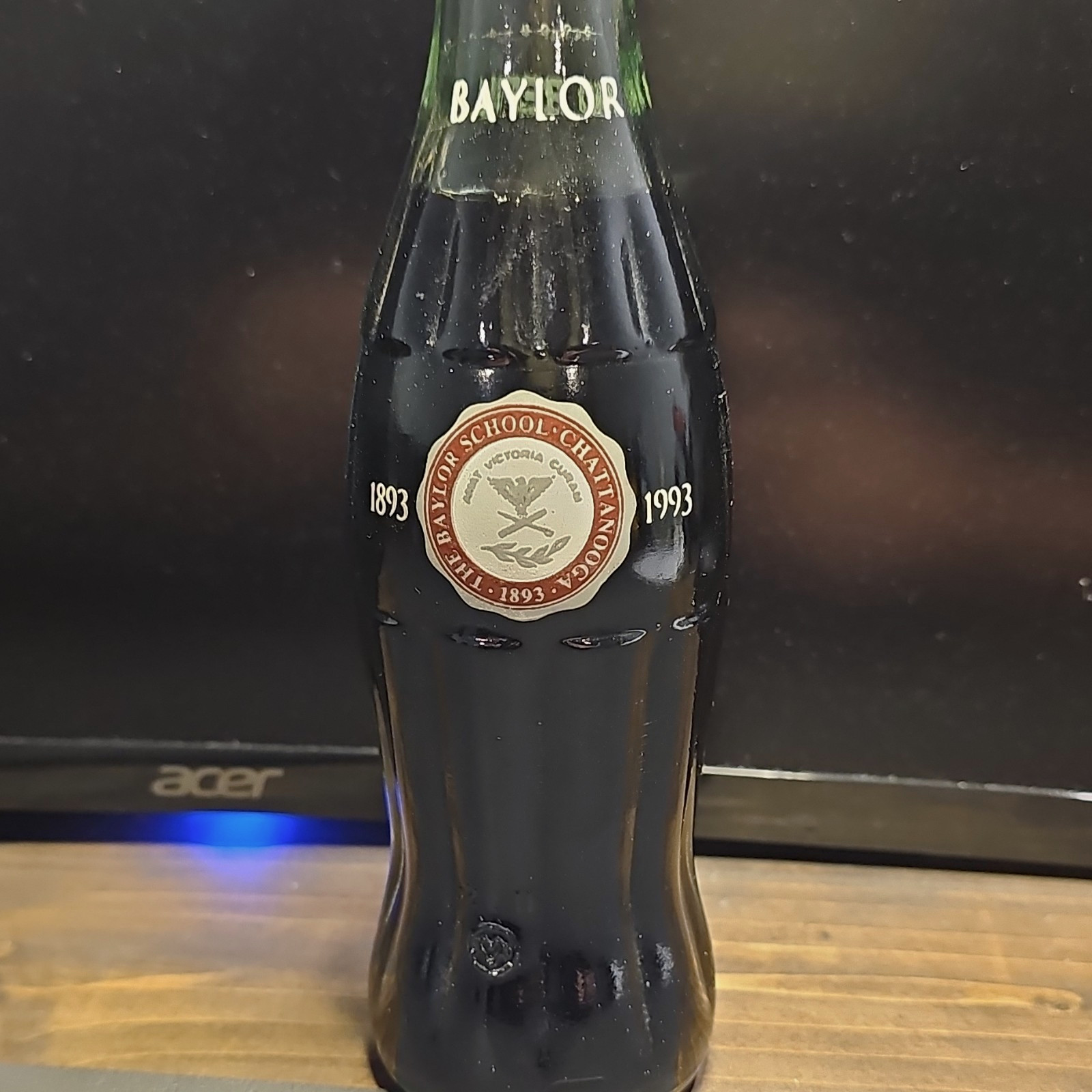 Baylor School Chattanooga 1893-1993 Centennial Green Commemorative Soda Bottle