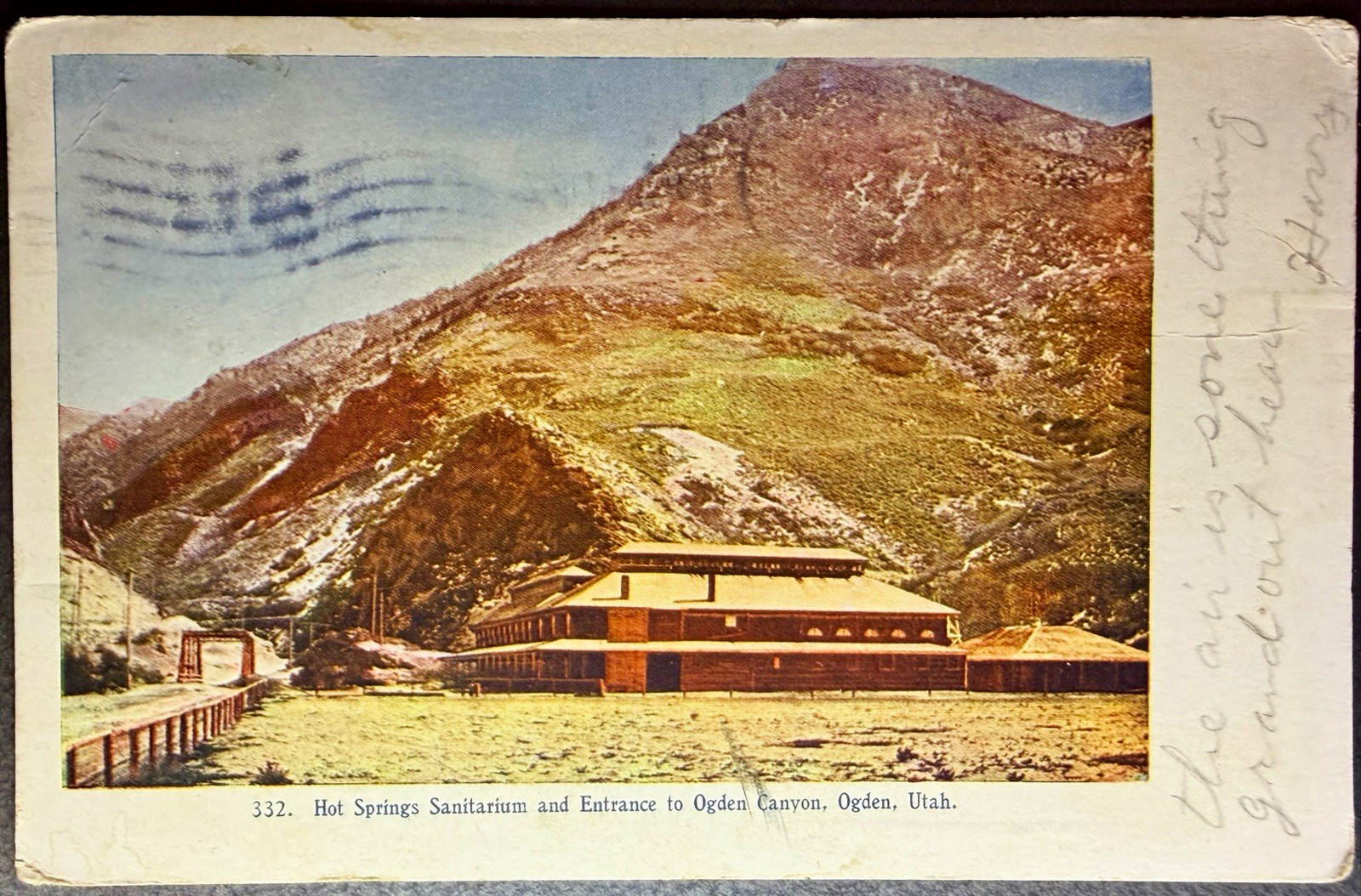 1906 Ogden Utah Hot Springs Sanitarium & Ogden Canyon Entrance Postcard Posted