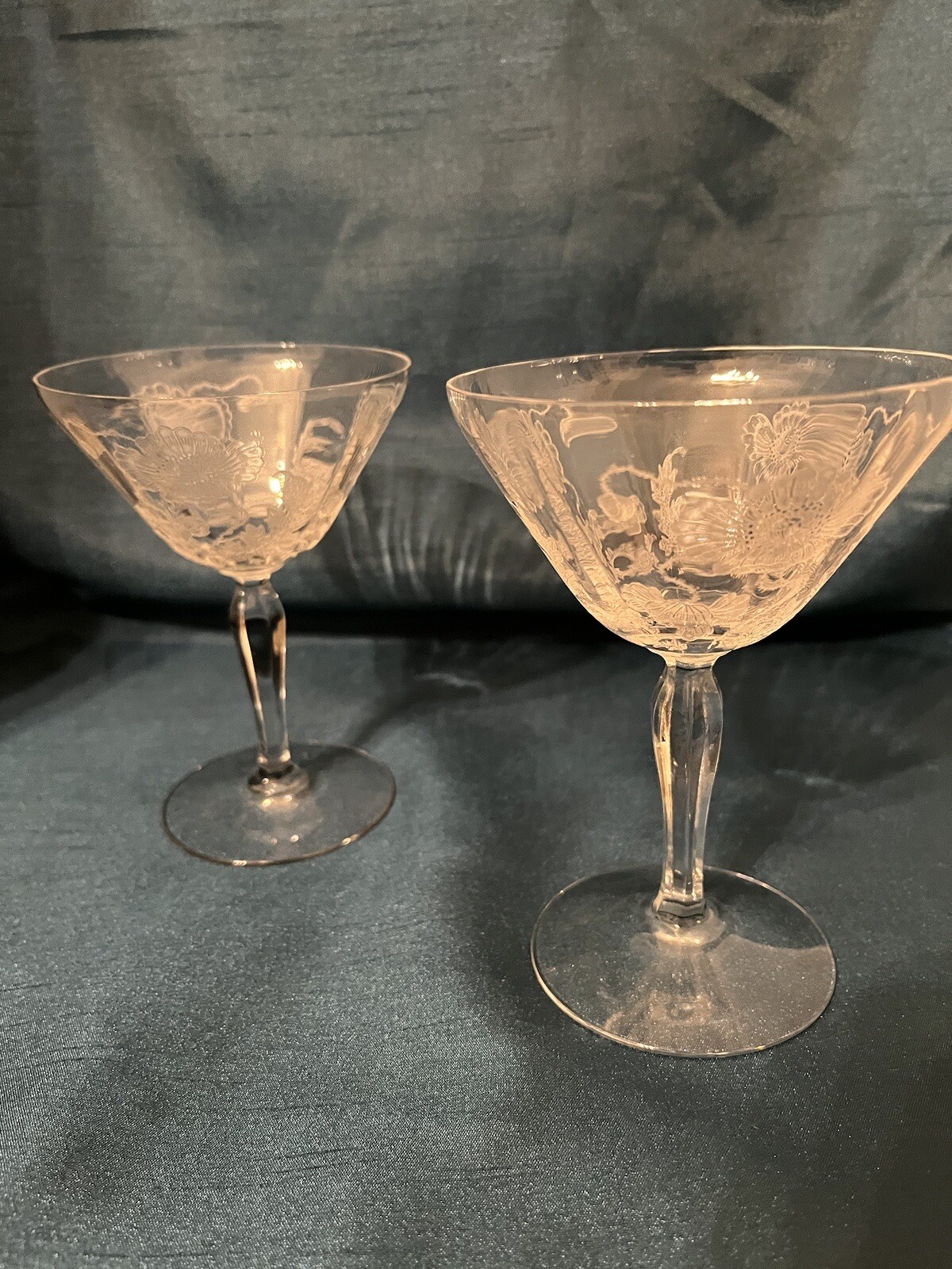 100 Years Old Fostoria Rogene Etched Crystal Coupe- Poppy Pattern - Price Each