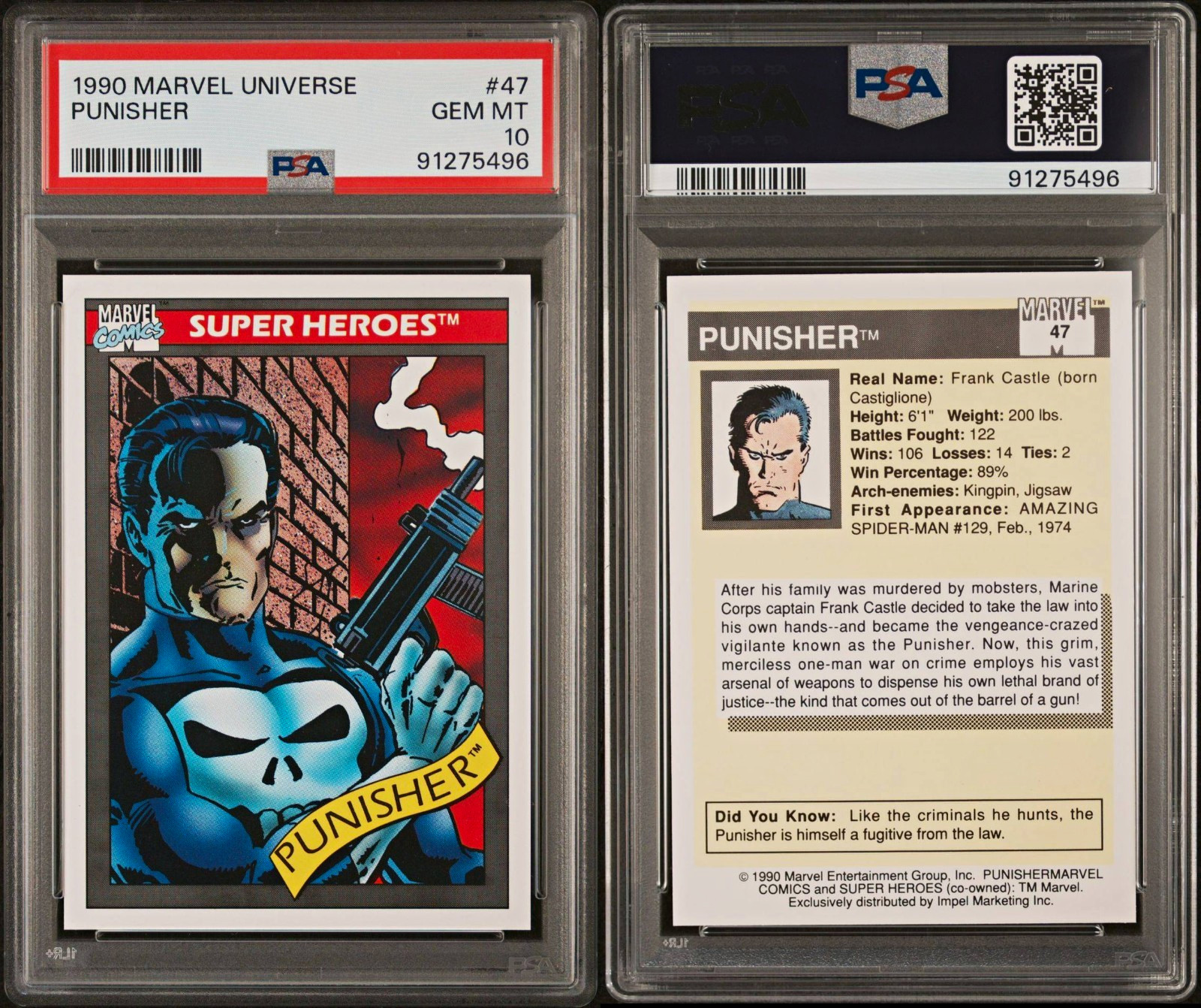 Marvel Impel 1990 Marvel Universe #47 Punisher PSA 10 Base Set Card