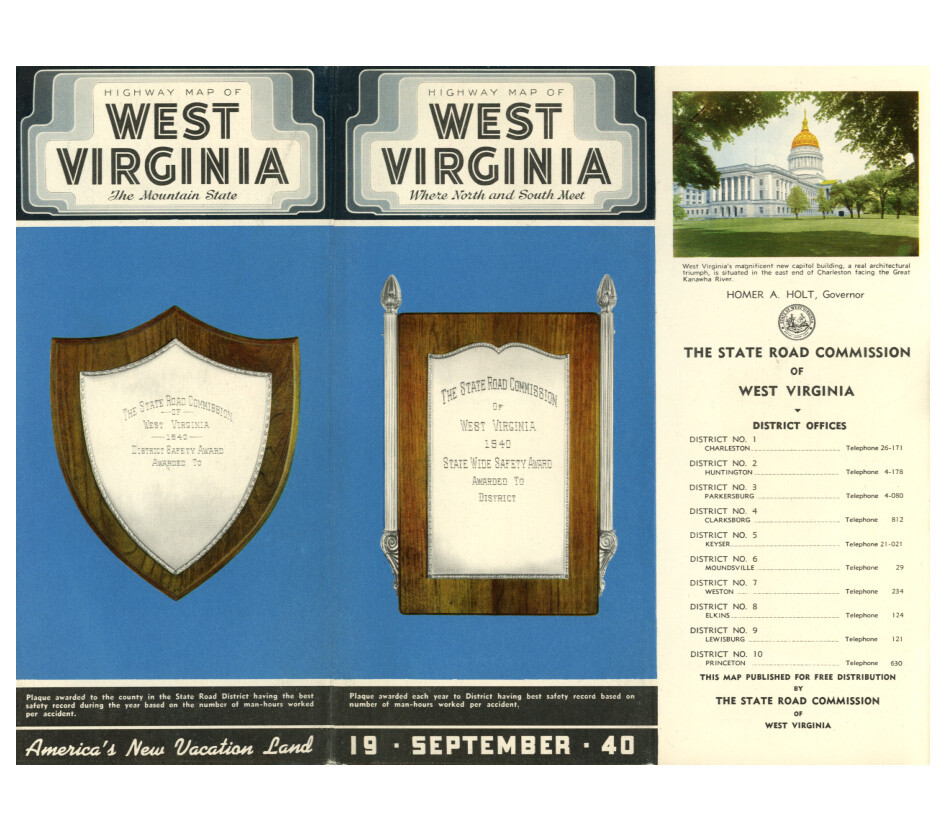 Vintage 1940 (September) West Virginia Official State Department Road Map