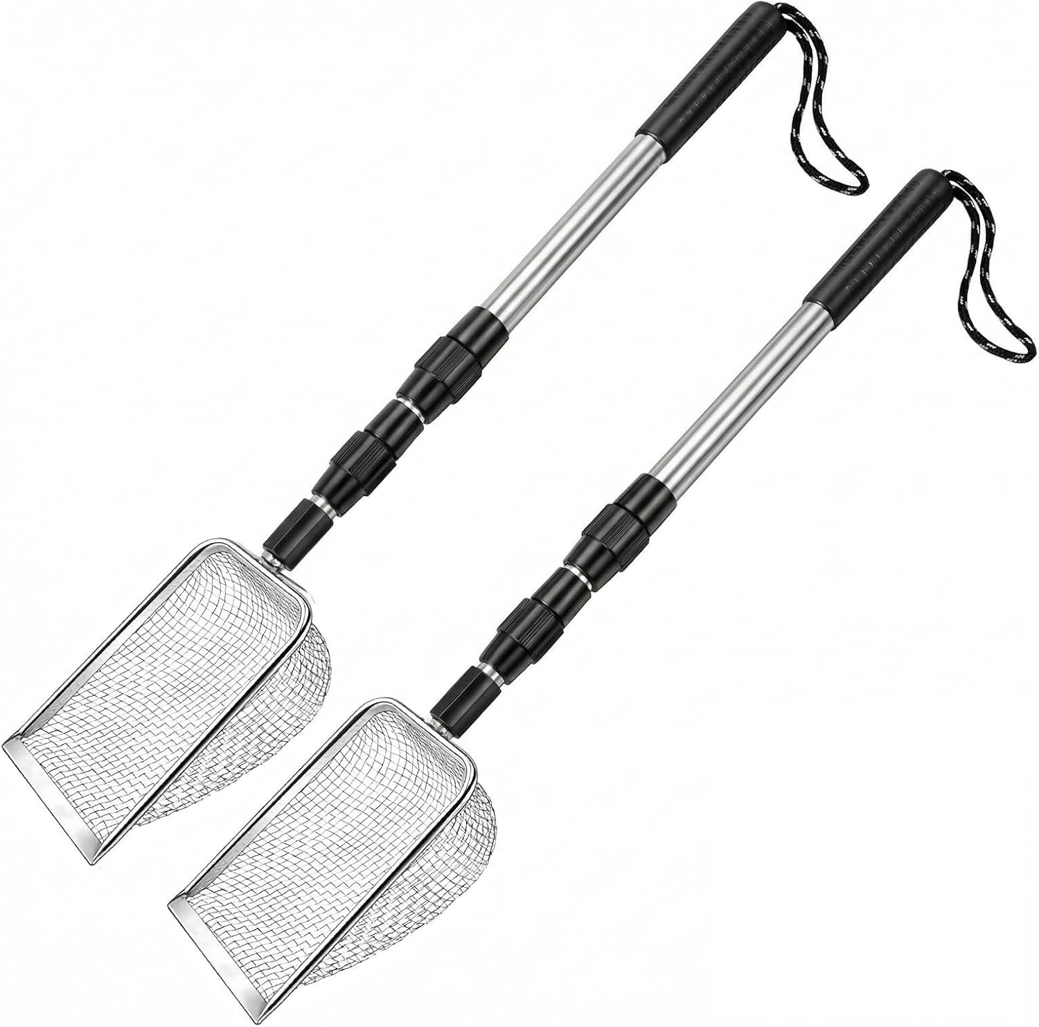 2 Pack Adjustable Sand Sifter Beach Shovel Scoop Shark Teeth Collector 22.3-41.7