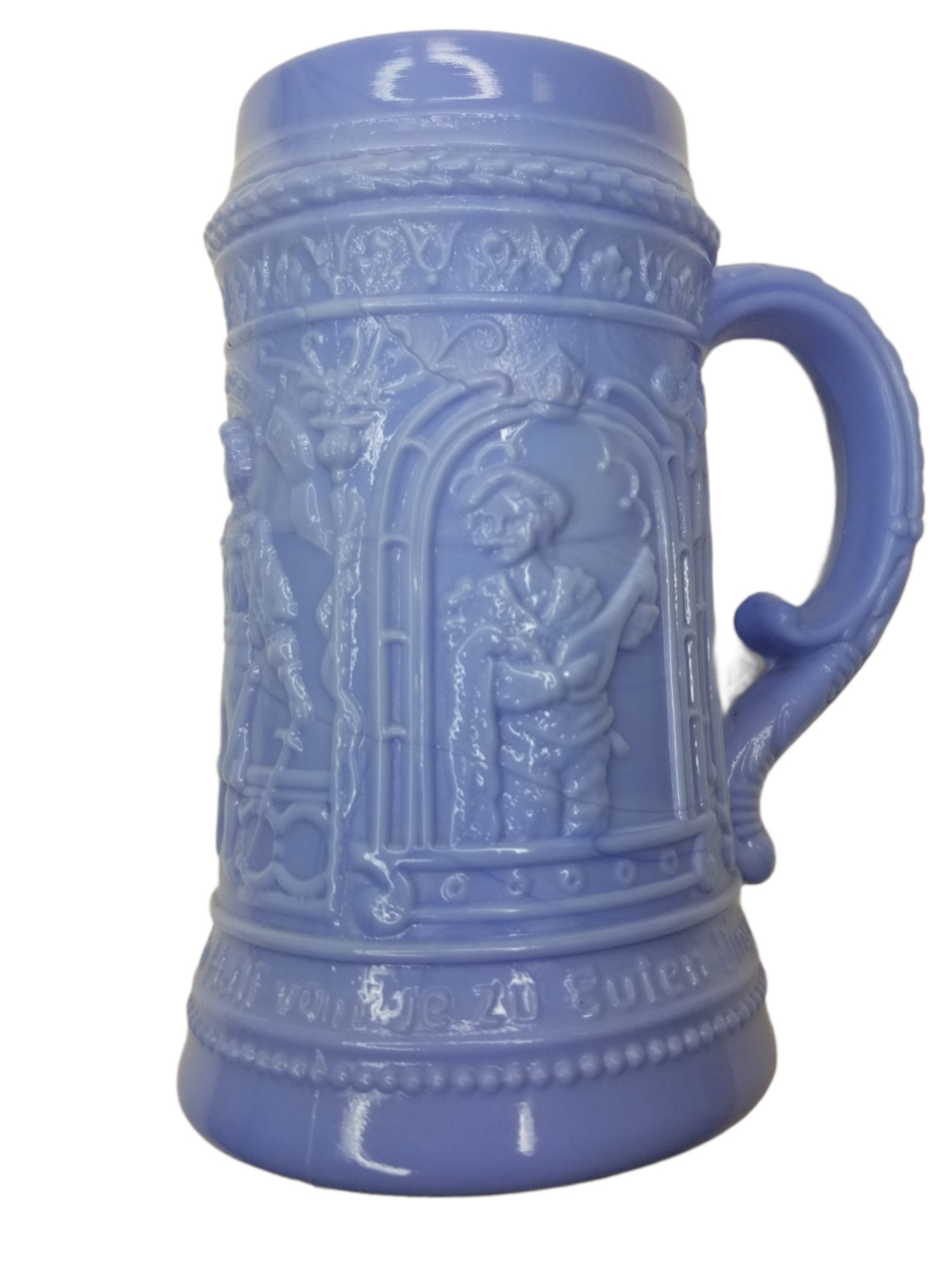 Westmoreland Greentown Serenade Antique Light Blue Slag Custard Glass Stein Mug Westmoreland Greentown Serenade Antique Light Blue Slag Custard Glass Stein Mug